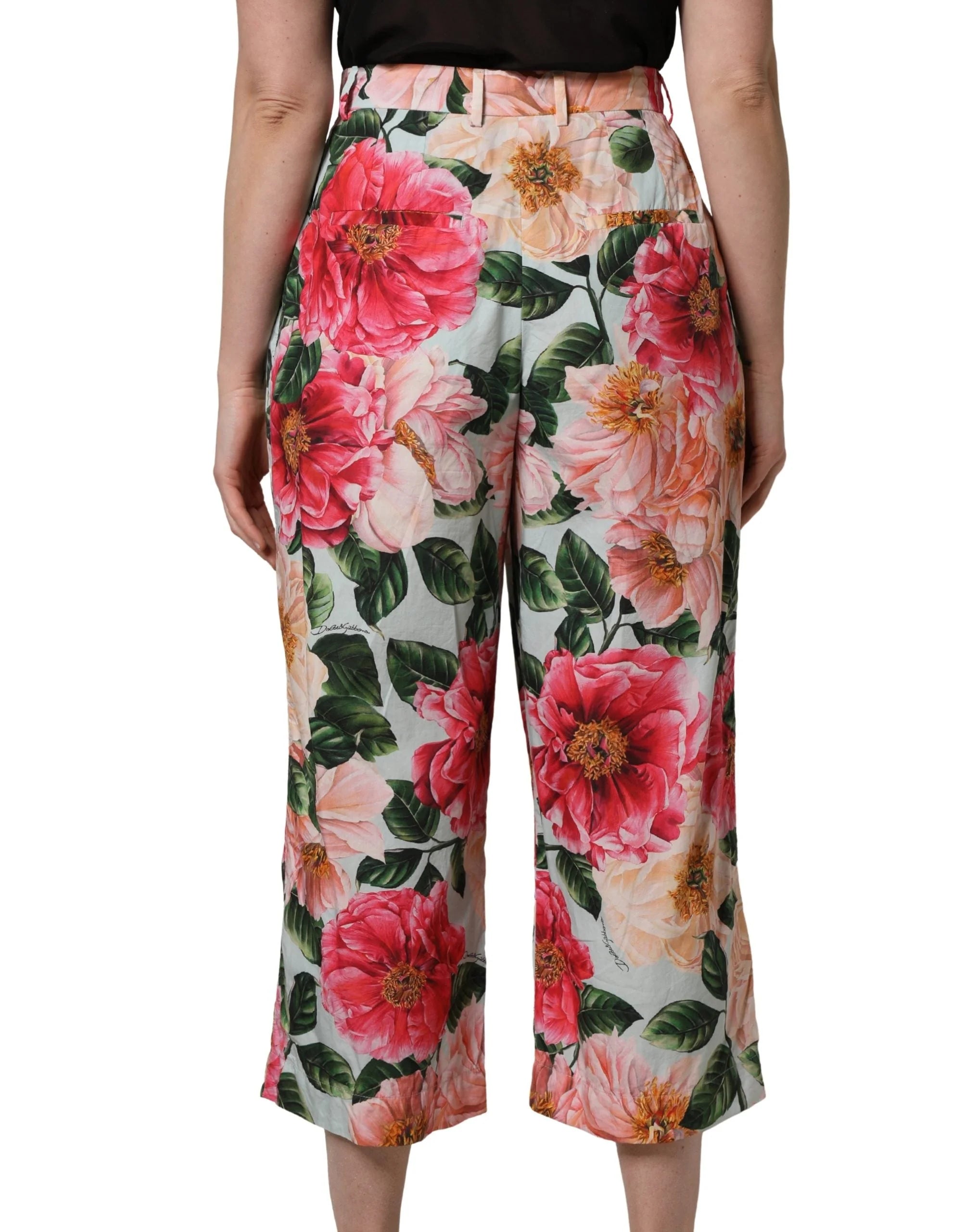 Dolce & Gabbana Multicolor Floral High Waist Cropped Pants - IT44 | L