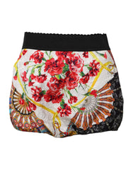 Dolce & Gabbana Multicolor Floral High Waist Hot Pants Shorts - IT42|M - Short Trousers