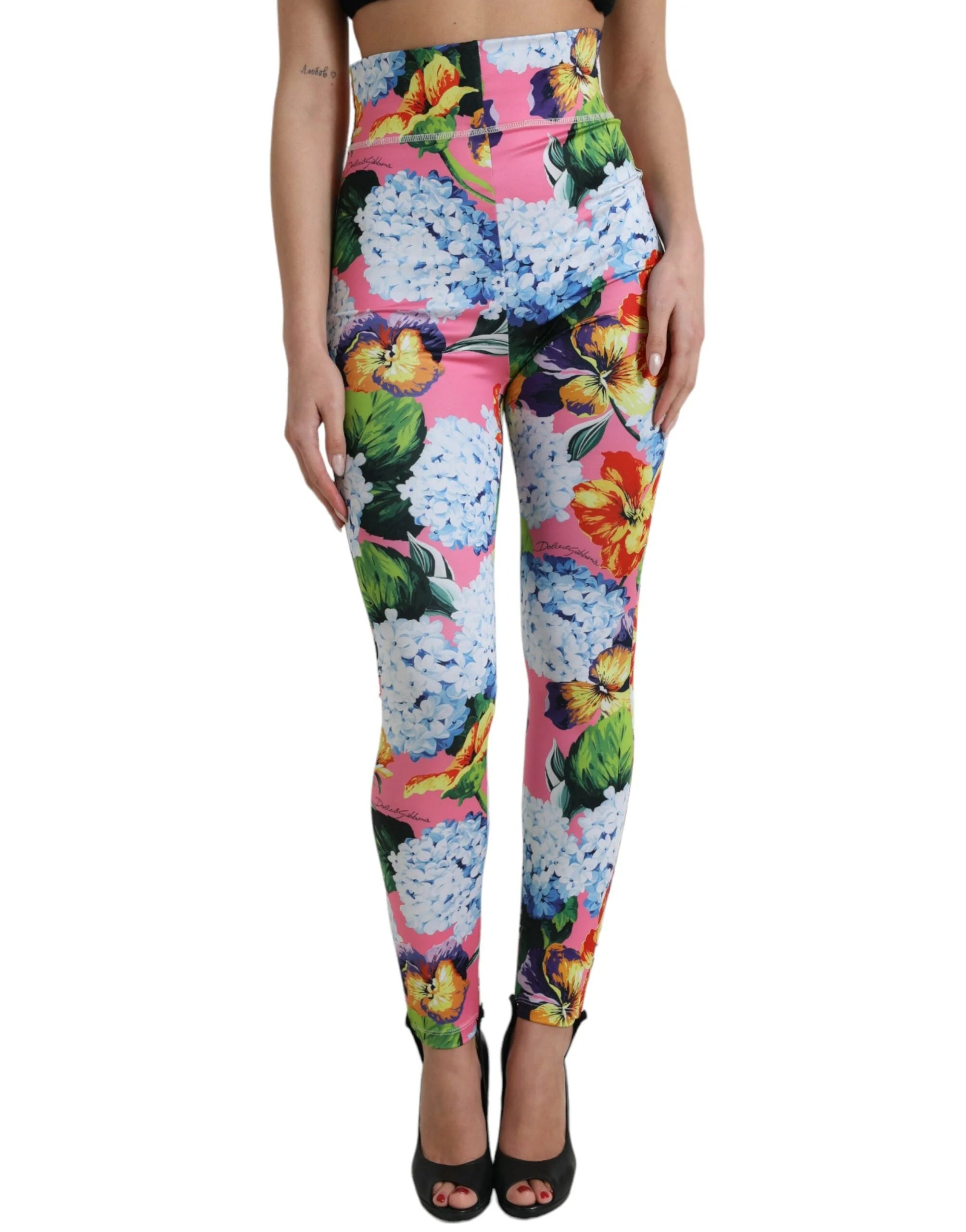 Dolce & Gabbana Multicolor Floral High Waist Leggings Pants - IT40|S - Leggings