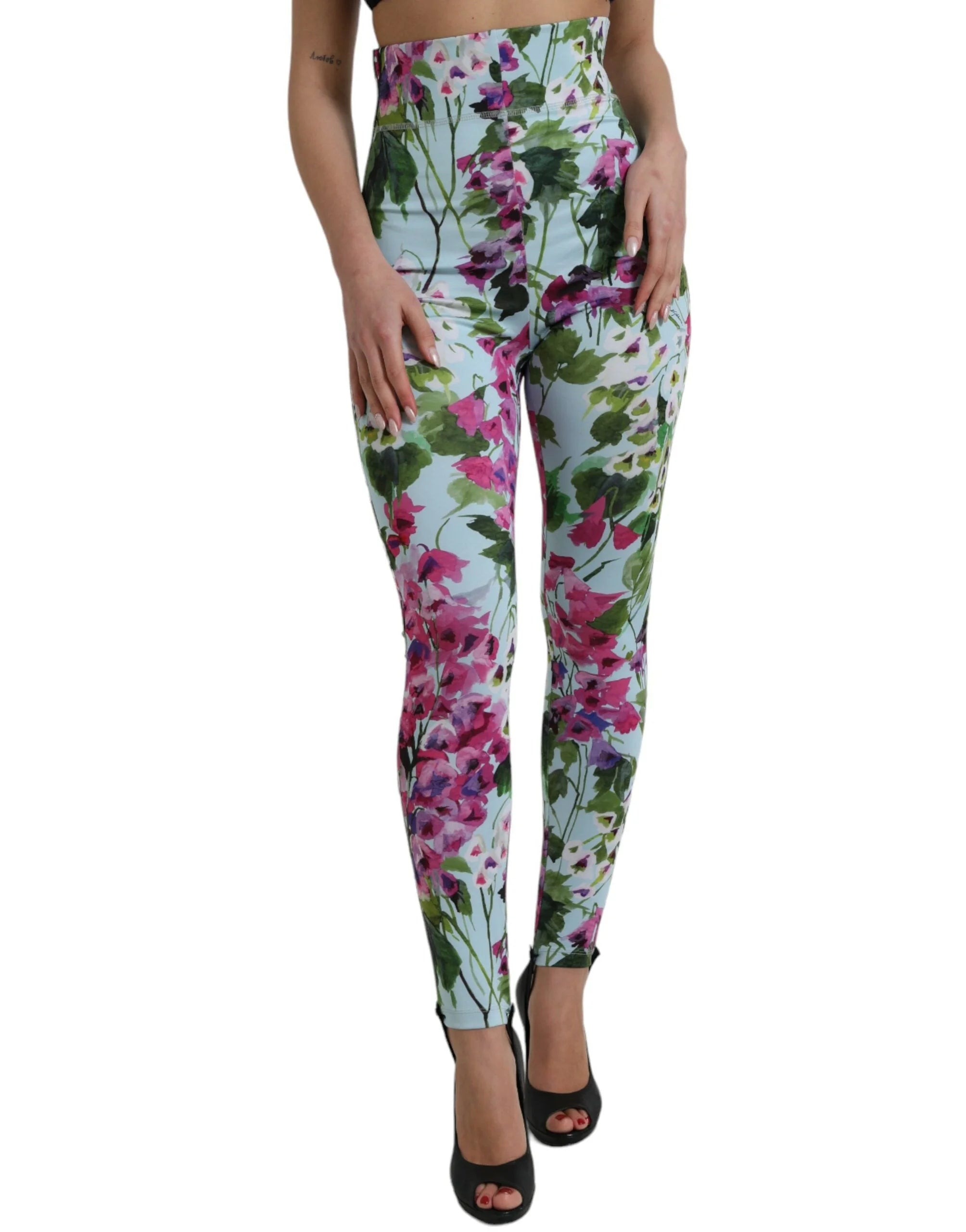 Dolce & Gabbana Multicolor Floral High Waist Leggings Pants - IT40|S - Leggings