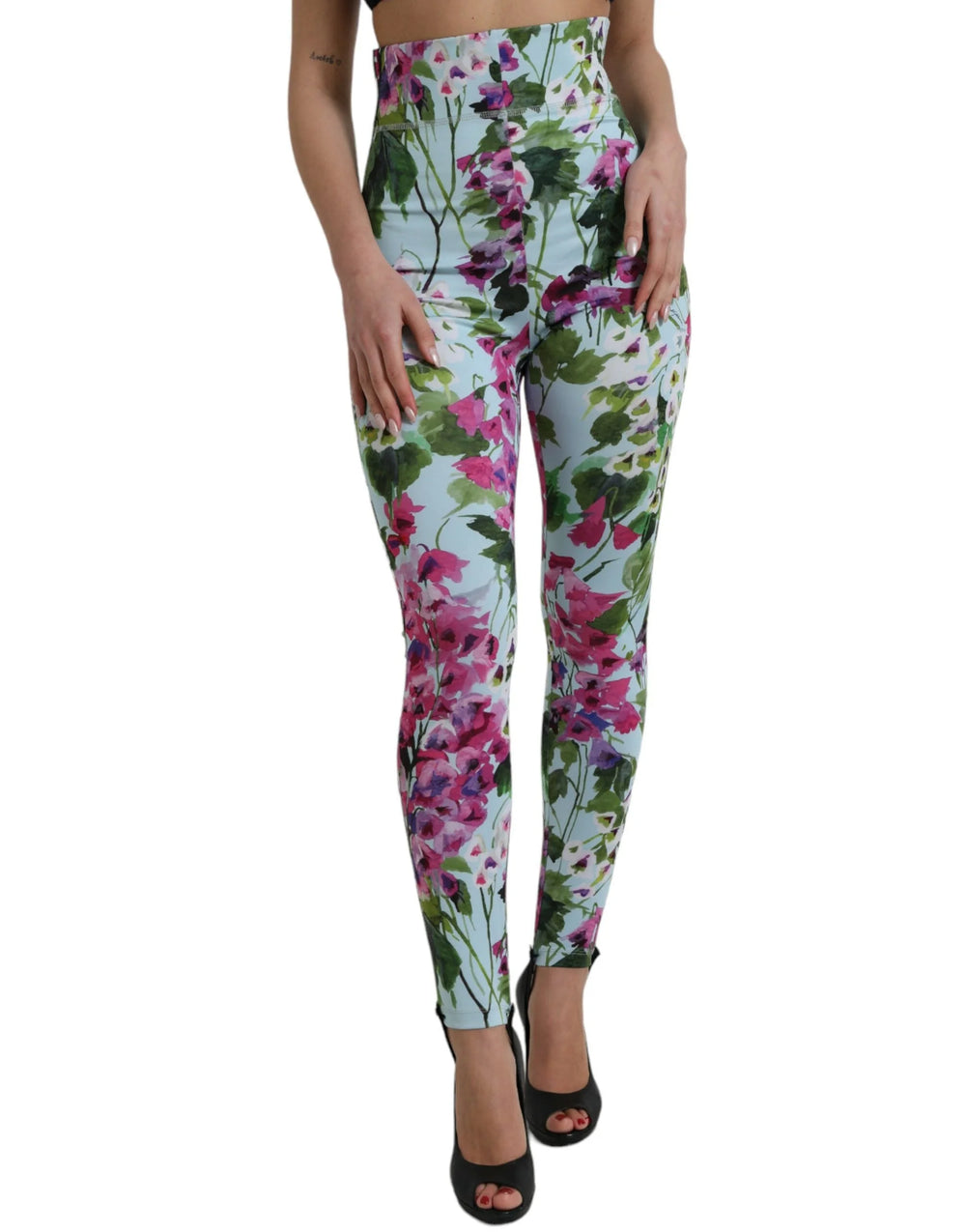 Dolce & Gabbana Multicolor Floral High Waist Leggings Pants - IT40|S - Leggings
