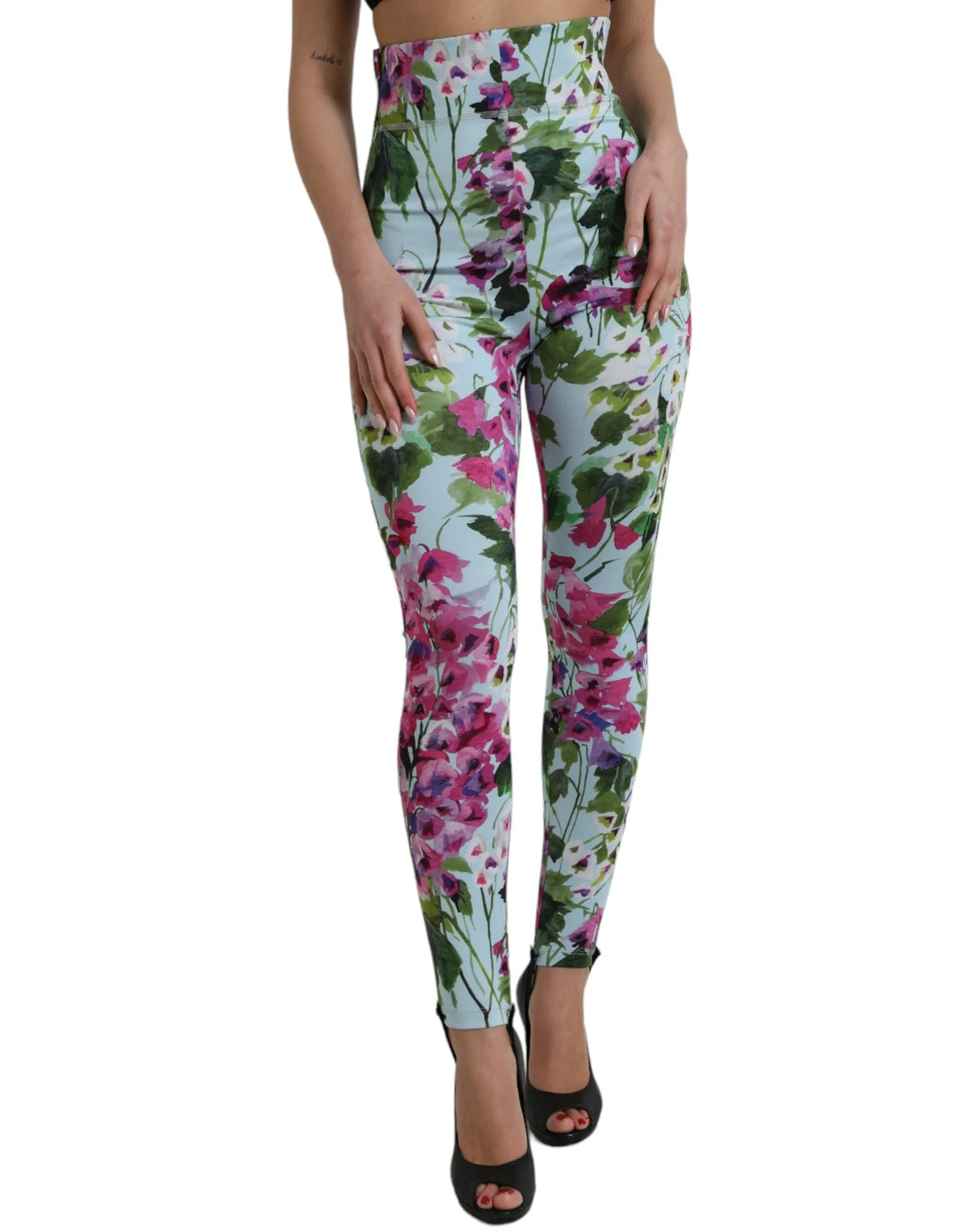 Dolce & Gabbana Multicolor Floral High Waist Leggings Pants - IT40|S - Leggings
