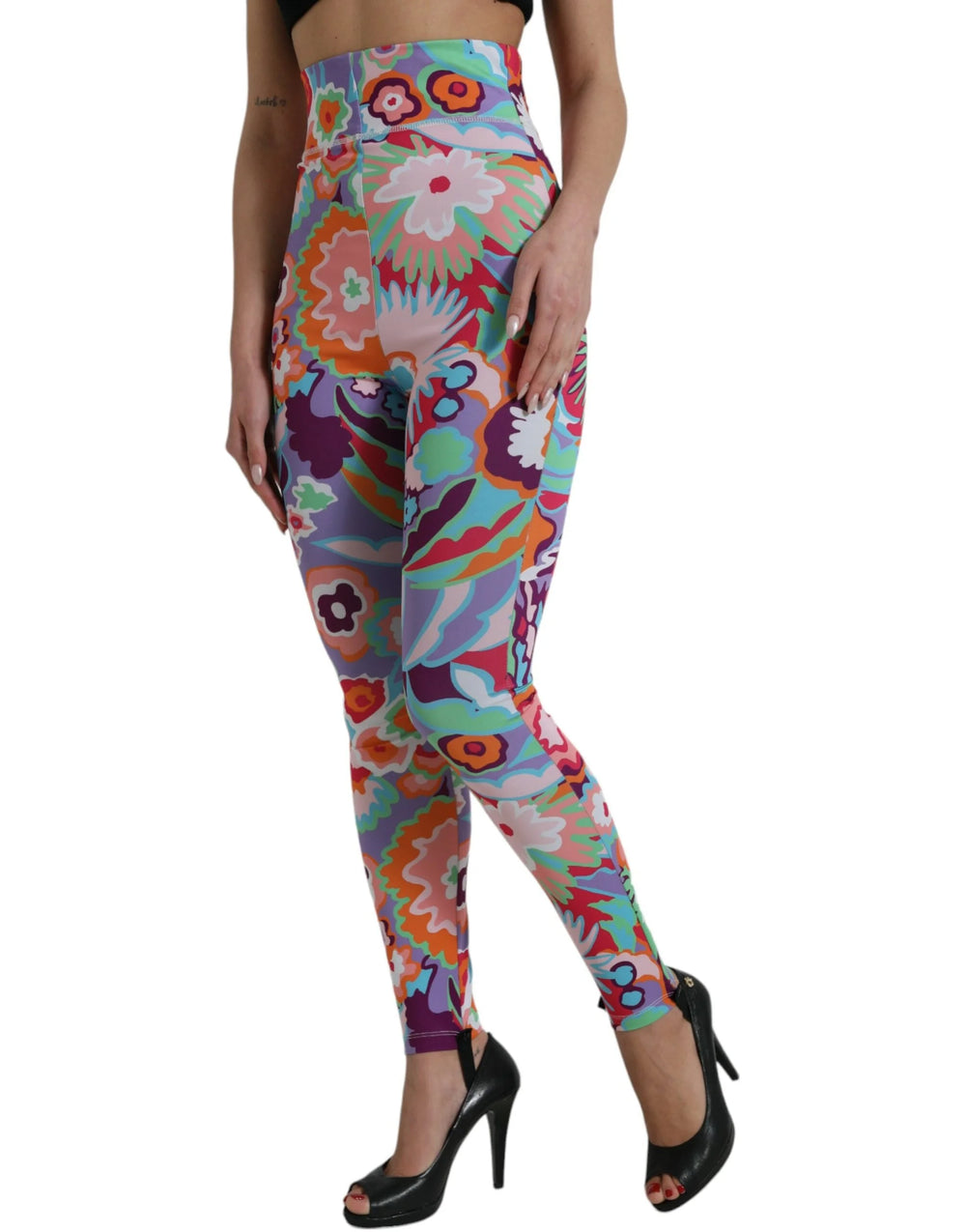 Dolce & Gabbana Multicolor Floral High Waist Leggings Pants - IT40|S - Leggings