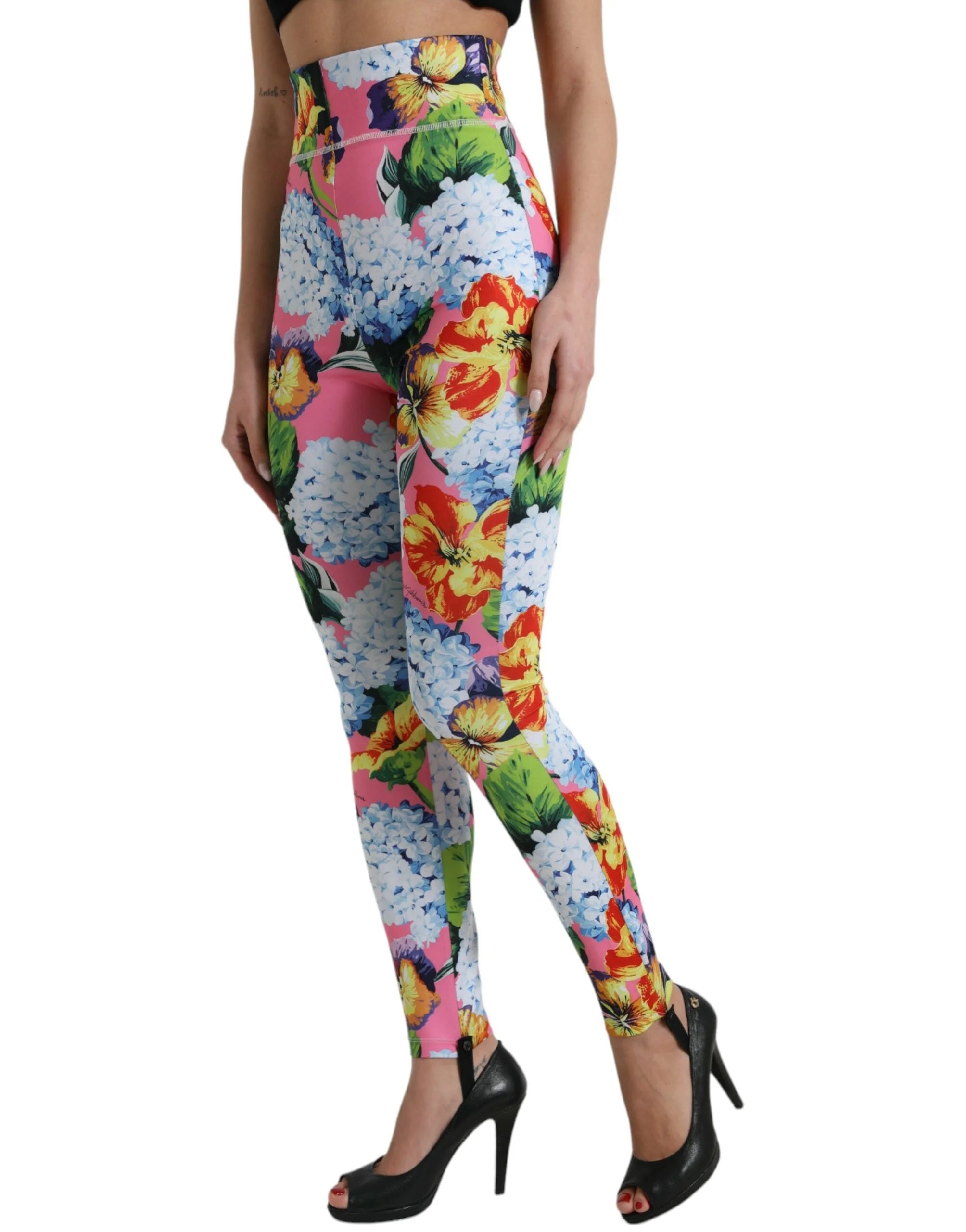 Dolce & Gabbana Multicolor Floral High Waist Leggings Pants - IT40|S - Leggings