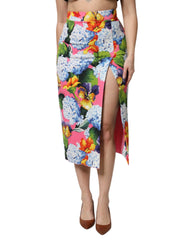 Dolce & Gabbana Multicolor Floral High Waist Midi Skirt - Skirts
