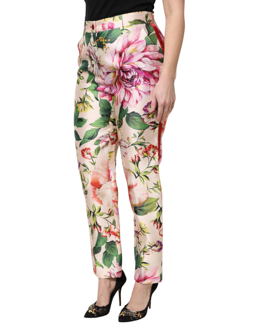 Dolce & Gabbana Multicolor Floral High Waist Straight Pants - Trousers