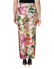 Dolce & Gabbana Multicolor Floral High Waist Straight Pants - Trousers