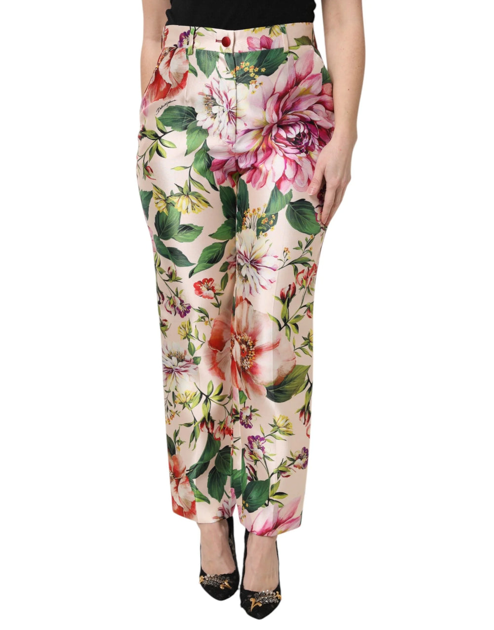 Dolce & Gabbana Multicolor Floral High Waist Straight Pants - Trousers