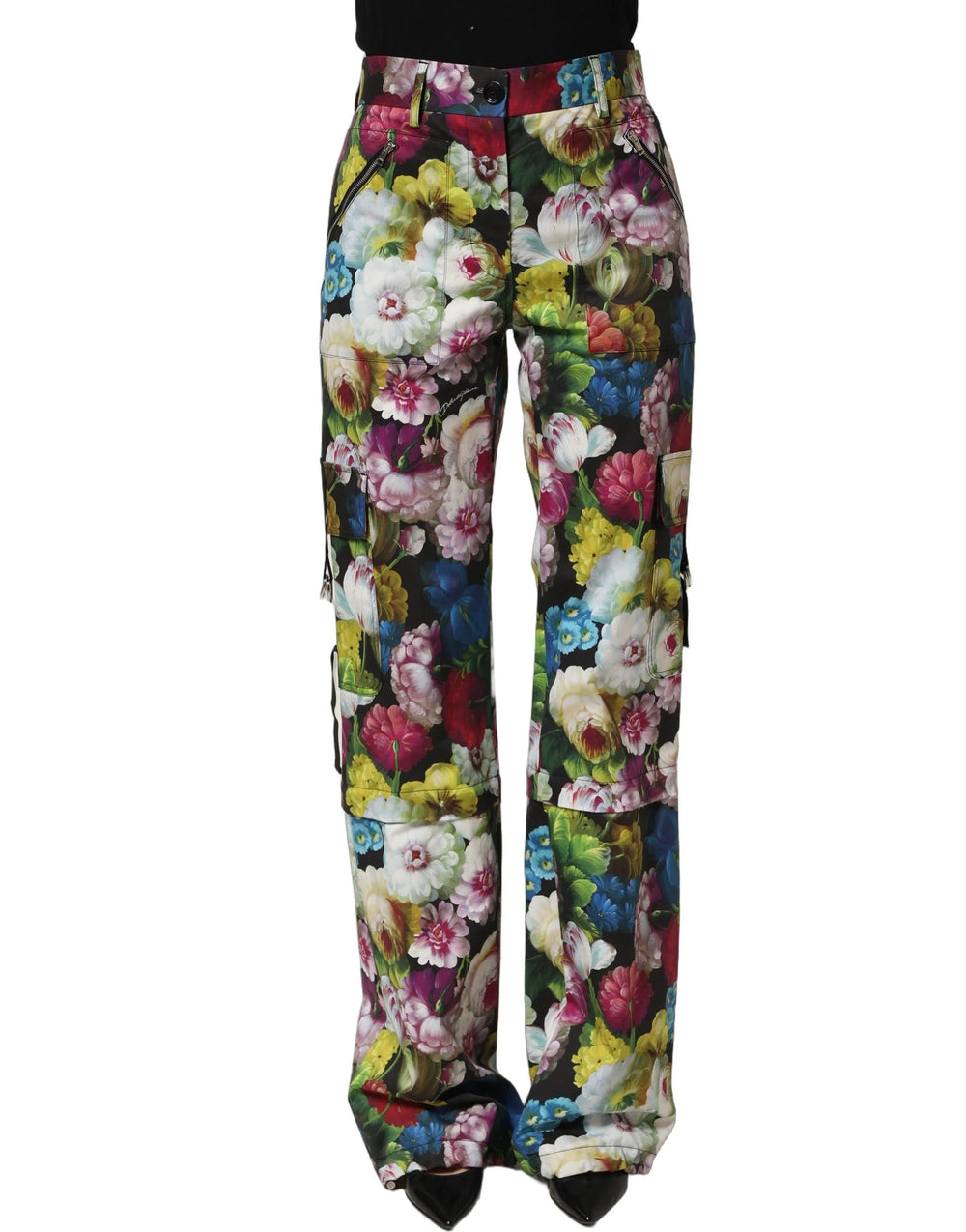 Dolce & Gabbana Multicolor Floral High Waist Wide Leg Pants - IT40|S