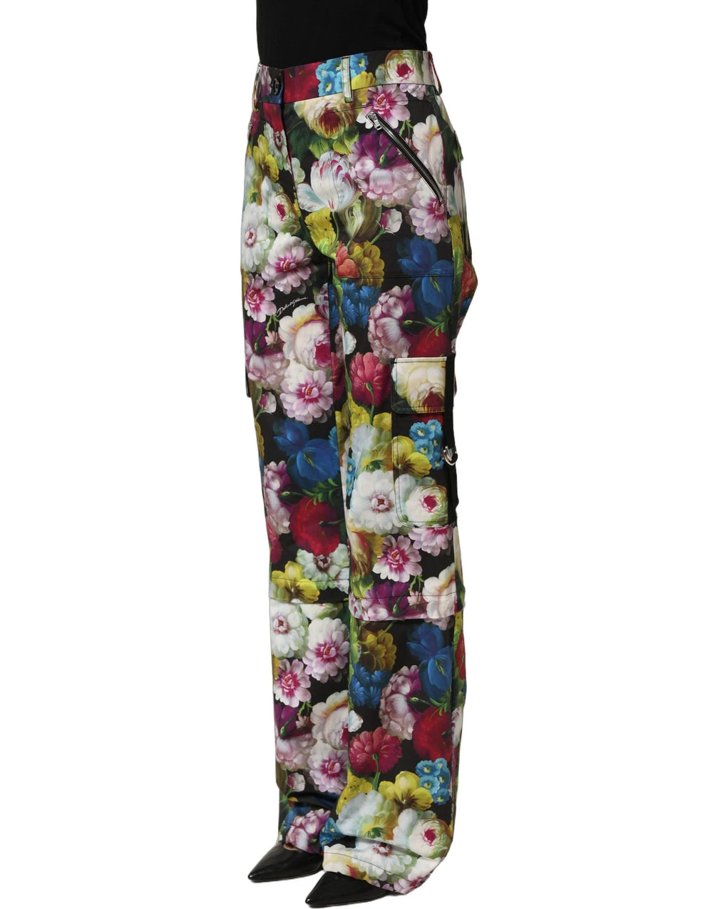 Dolce & Gabbana Multicolor Floral High Waist Wide Leg Pants - IT40|S