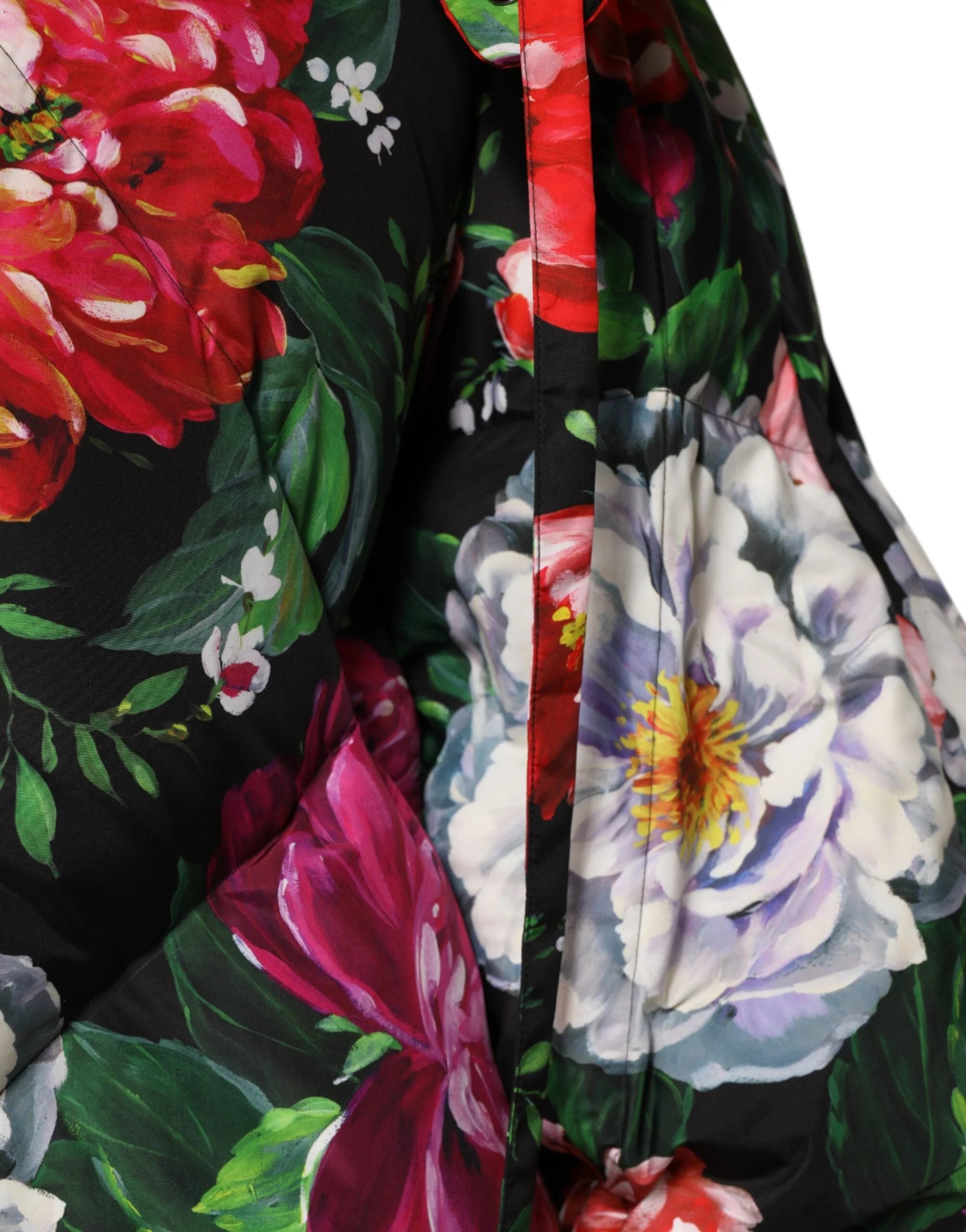 Dolce & Gabbana Multicolor Floral Hooded Puffer Coat Jacket - 52 - Puffer Jackets