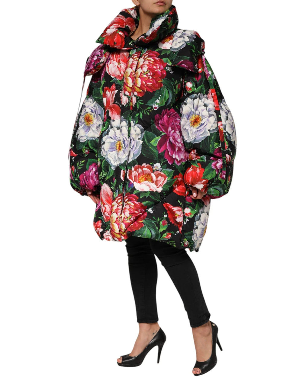 Dolce & Gabbana Multicolor Floral Hooded Puffer Coat Jacket - 52 - Puffer Jackets