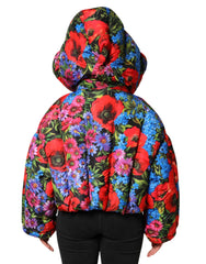 Dolce & Gabbana Multicolor Floral Hooded Puffer Coat Jacket - IT44 | L - Puffer Jackets