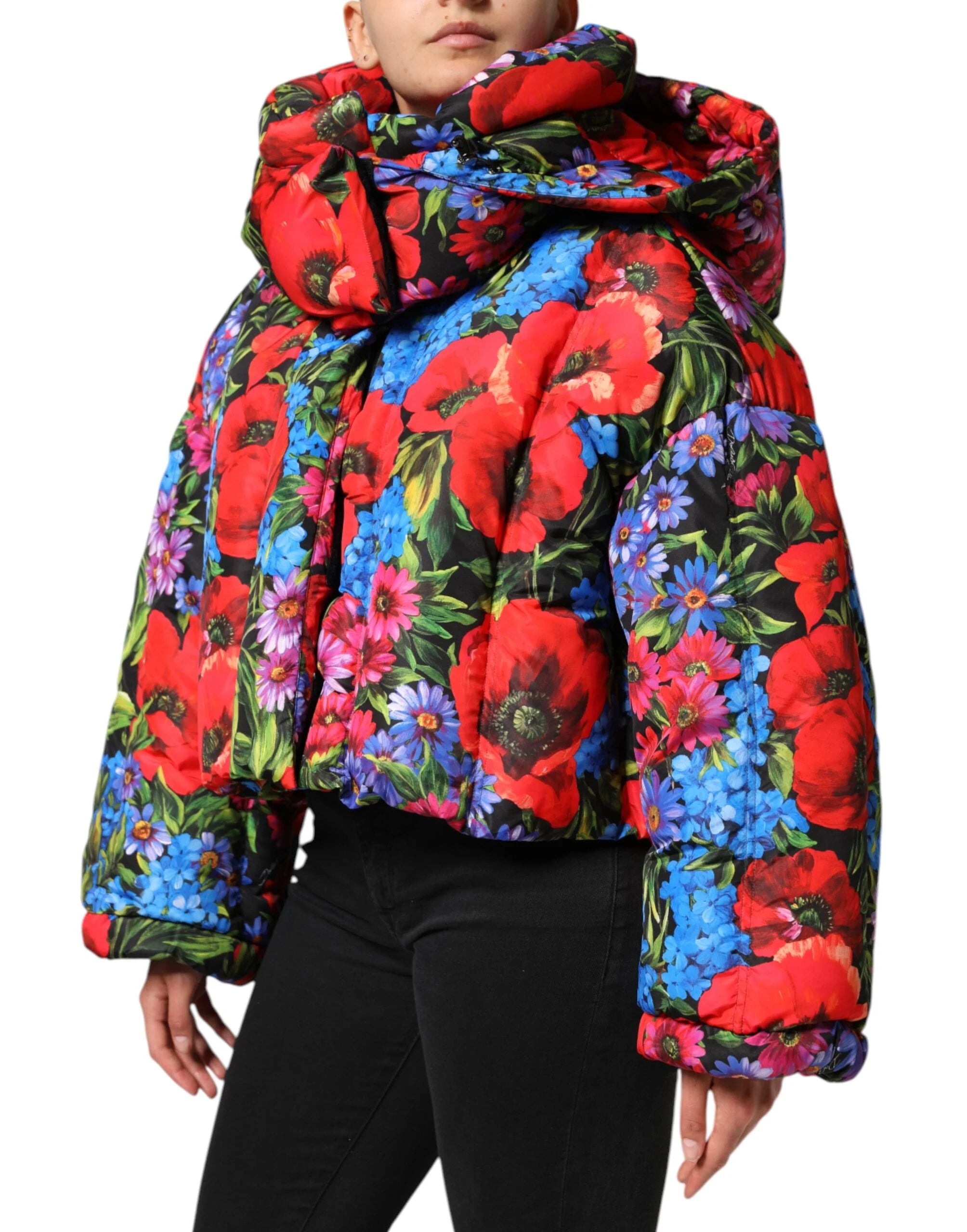 Dolce & Gabbana Multicolor Floral Hooded Puffer Coat Jacket - IT44 | L - Puffer Jackets