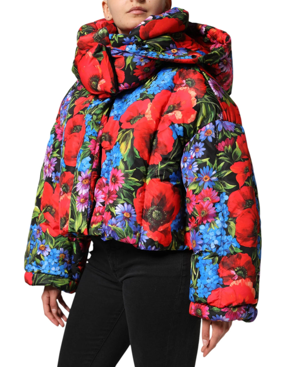 Dolce & Gabbana Multicolor Floral Hooded Puffer Coat Jacket - IT44 | L - Puffer Jackets