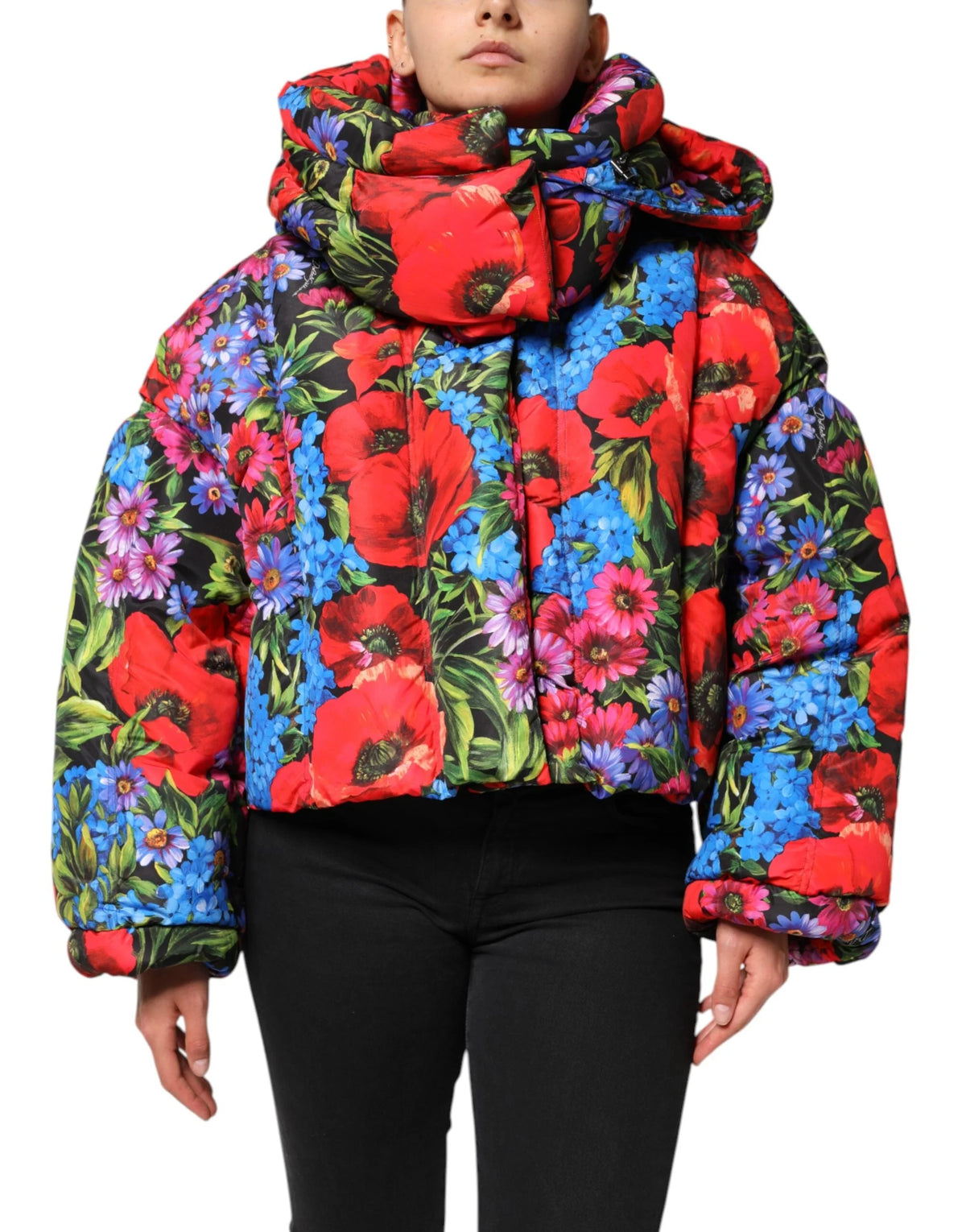 Dolce & Gabbana Multicolor Floral Hooded Puffer Coat Jacket - IT44 | L - Puffer Jackets