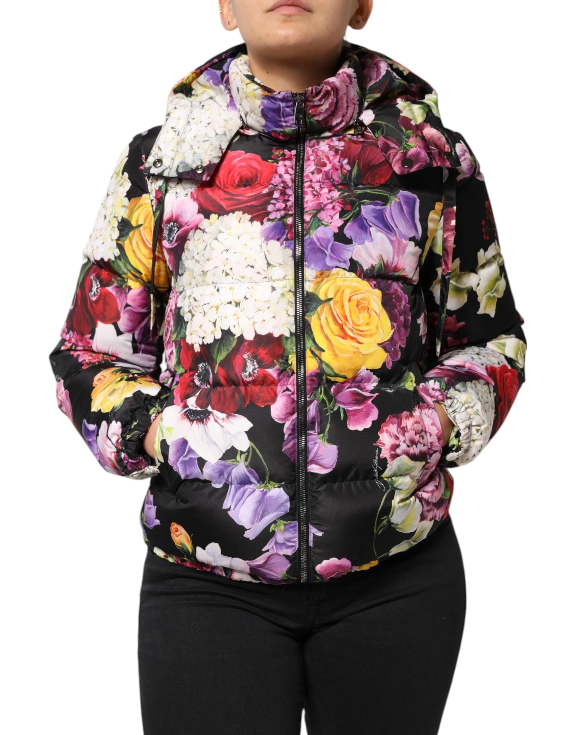 Dolce & Gabbana Multicolor Floral Hooded Puffer Quilted Jacket - IT40|S - Puffer Jackets