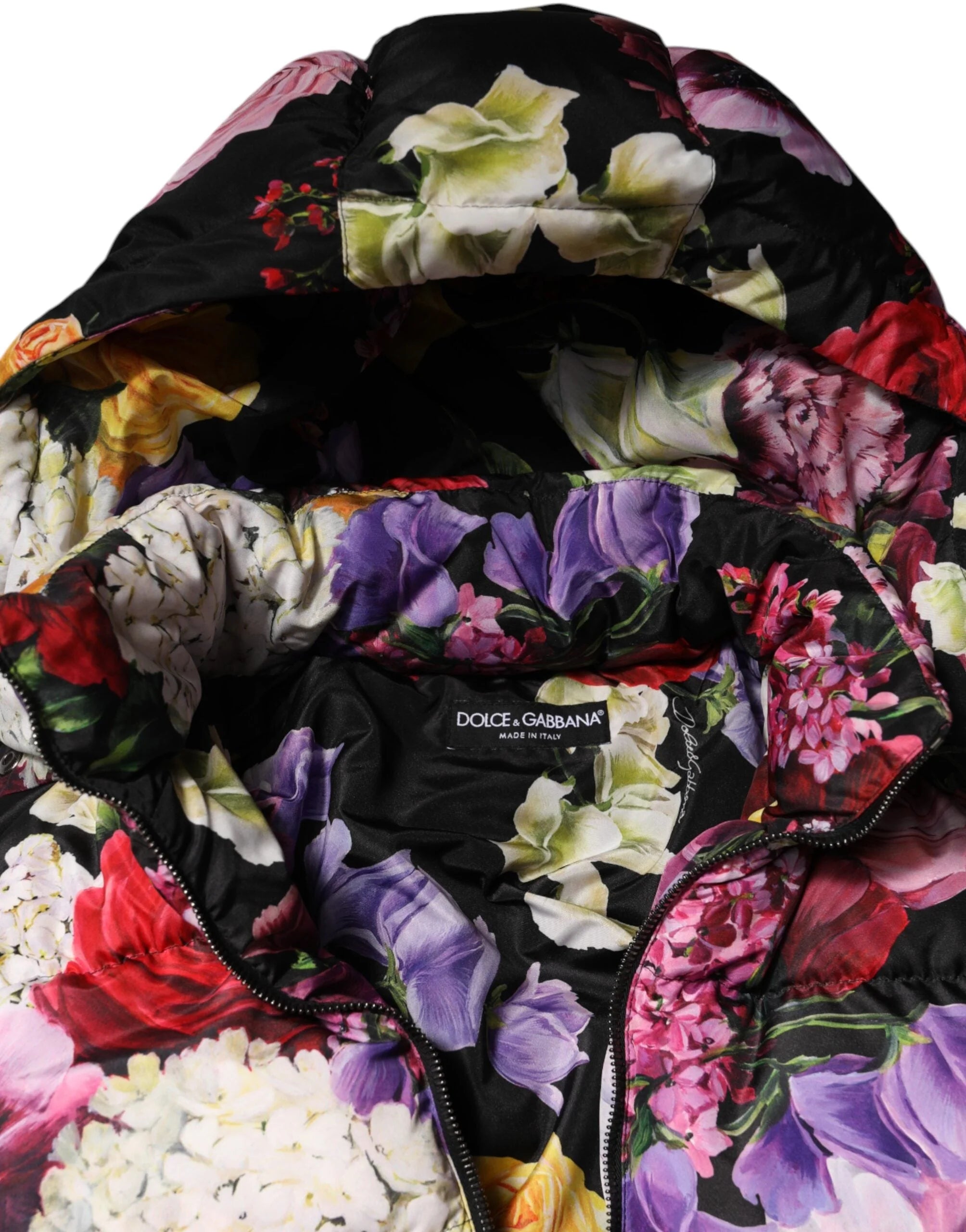 Dolce & Gabbana Multicolor Floral Hooded Puffer Quilted Jacket - IT40|S - Puffer Jackets