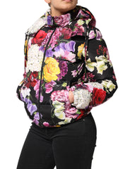 Dolce & Gabbana Multicolor Floral Hooded Puffer Quilted Jacket - IT40|S - Puffer Jackets