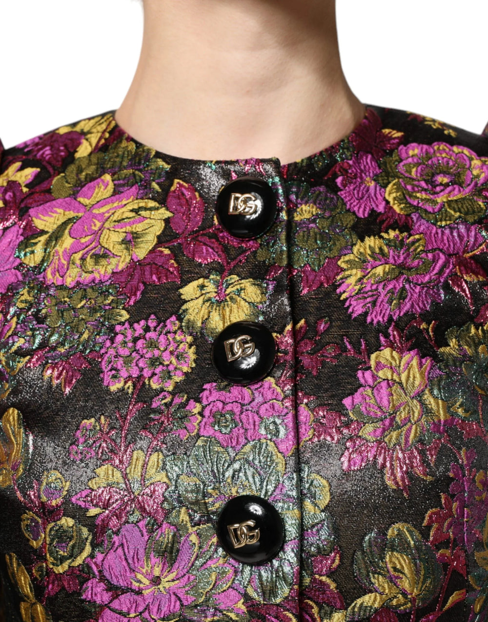 Dolce & Gabbana Multicolor Floral Jacquard Cropped Jacket - Bolero Jackets