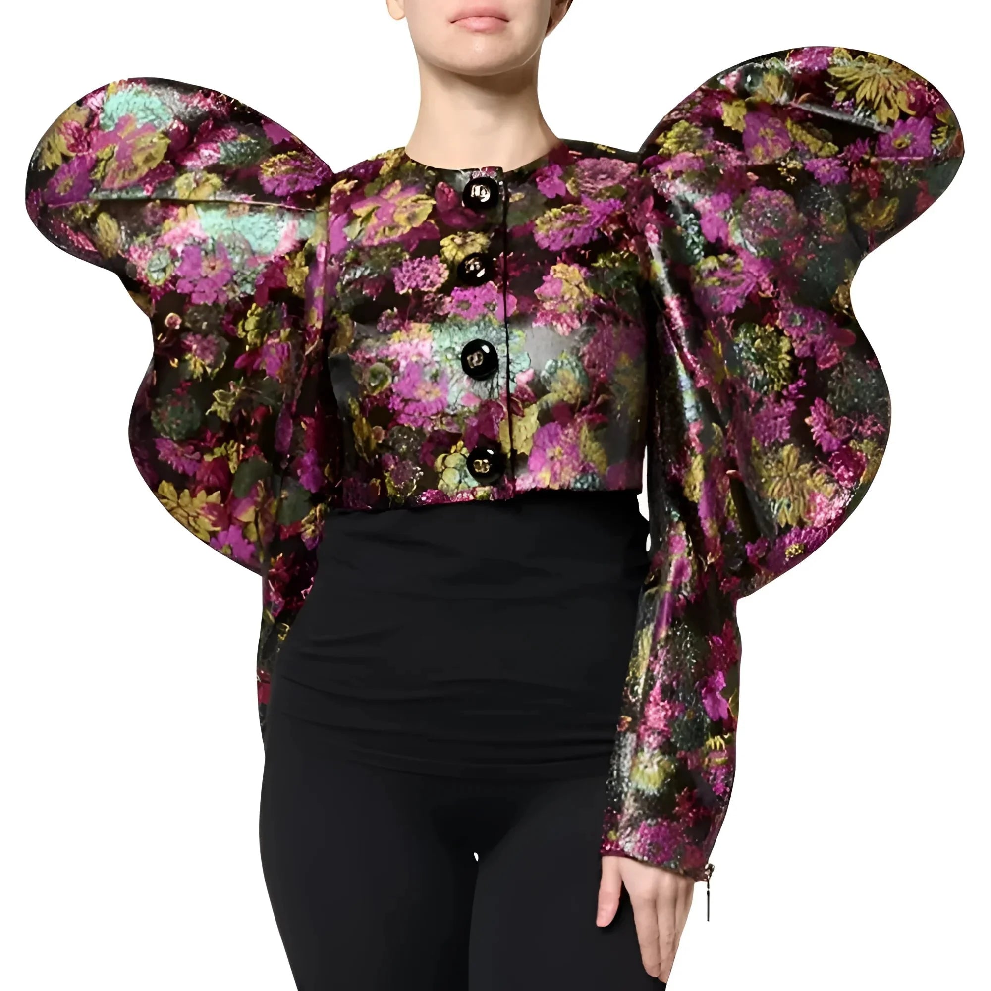 Dolce & Gabbana Multicolor Floral Jacquard Cropped Jacket - Bolero Jackets
