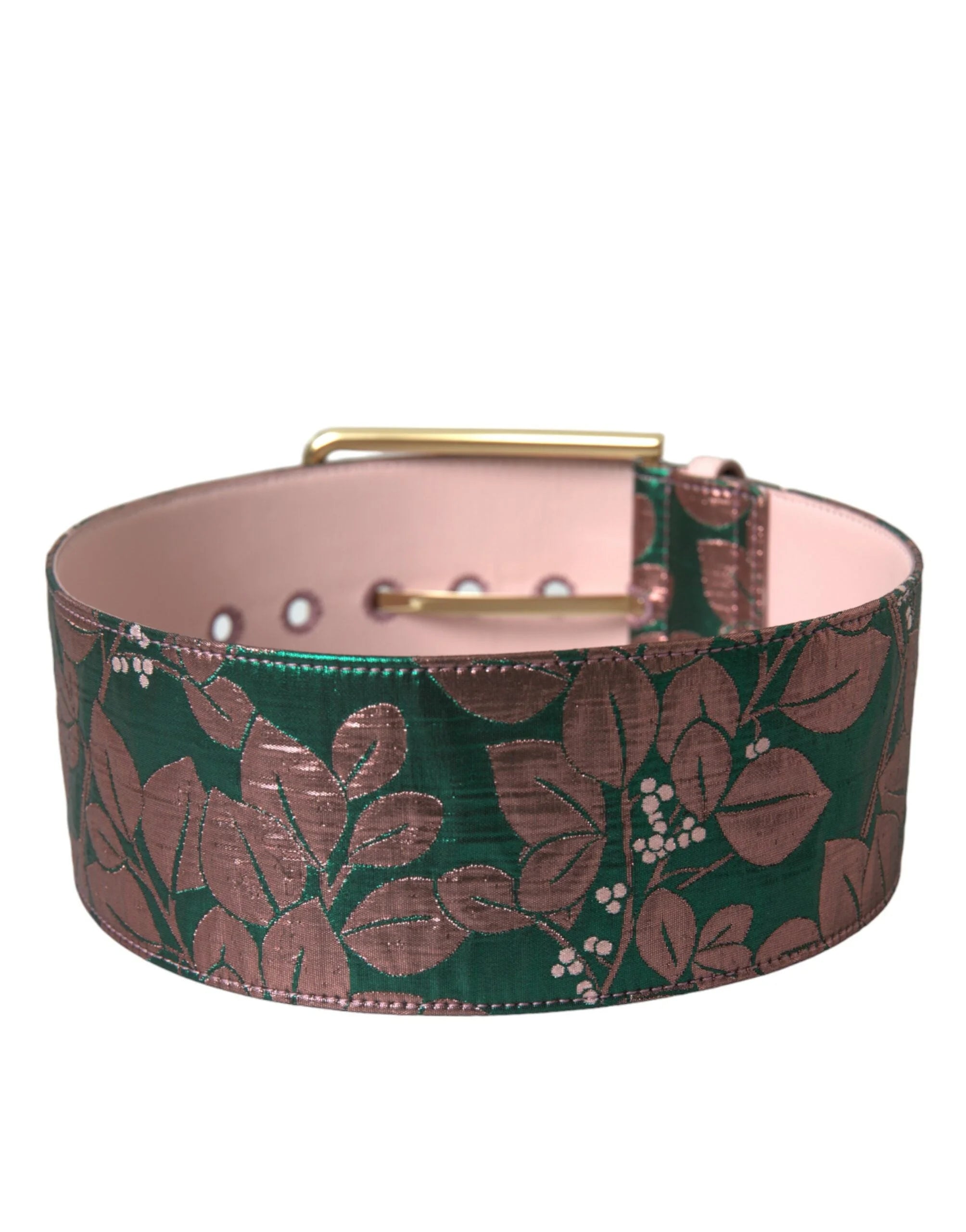 Dolce & Gabbana Multicolor Floral Jacquard Lurex Gold Buckle Belt - Belts