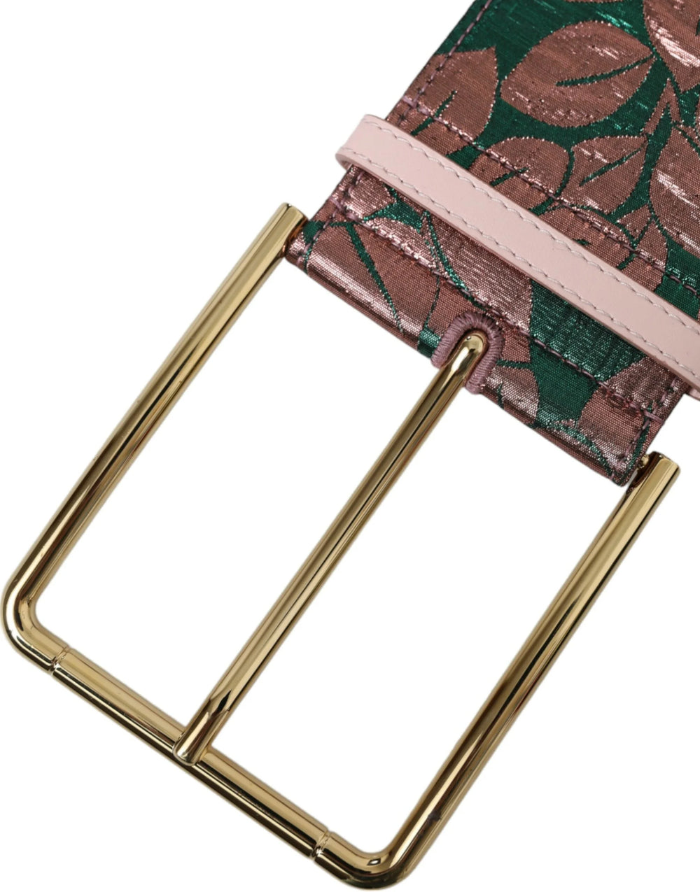 Dolce & Gabbana Multicolor Floral Jacquard Lurex Gold Buckle Belt - Belts