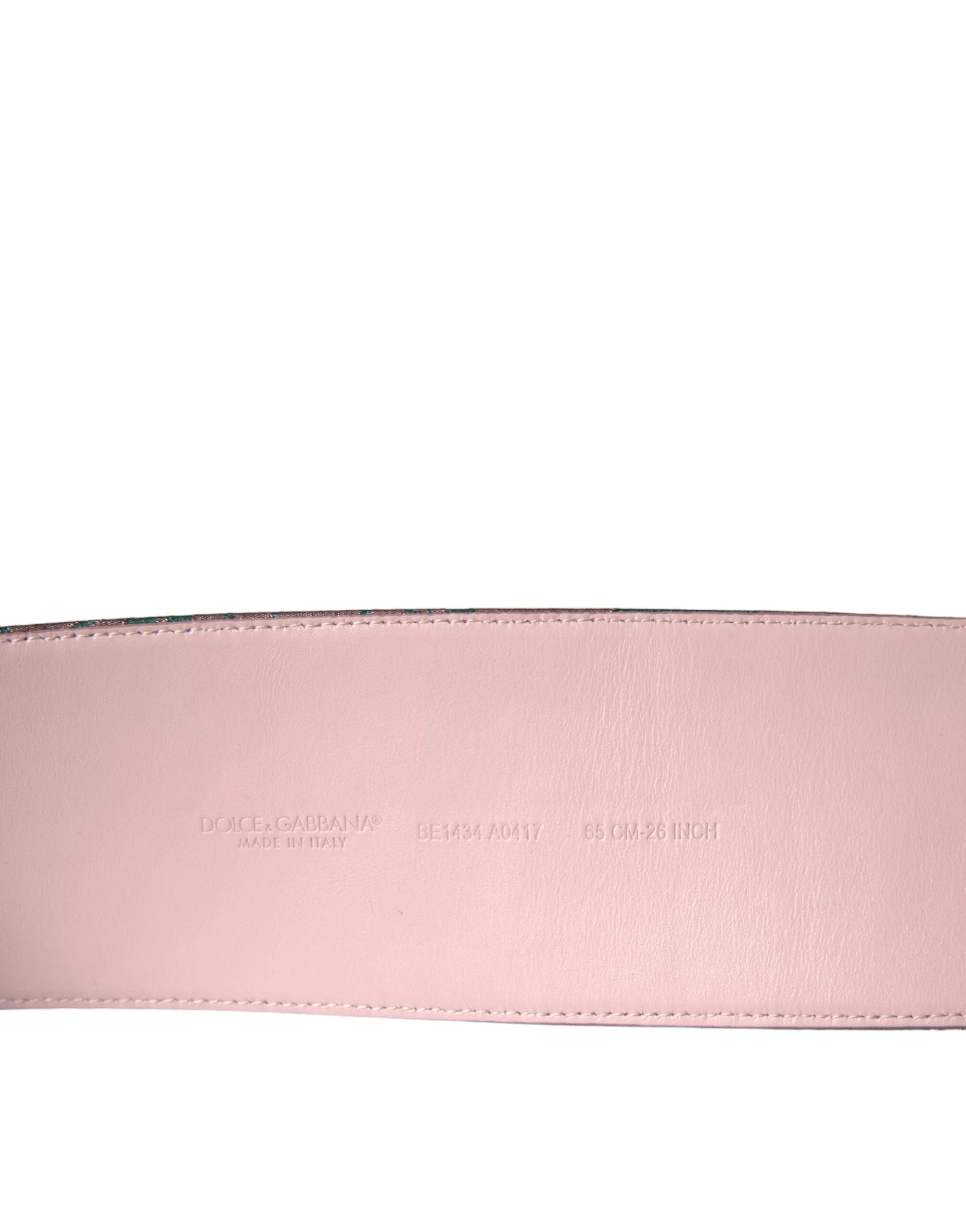 Dolce & Gabbana Multicolor Floral Jacquard Lurex Gold Buckle Belt - Belts