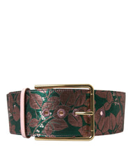 Dolce & Gabbana Multicolor Floral Jacquard Lurex Gold Buckle Belt - Belts