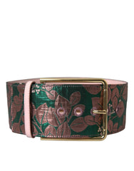 Dolce & Gabbana Multicolor Floral Jacquard Lurex Gold Buckle Belt - Belts
