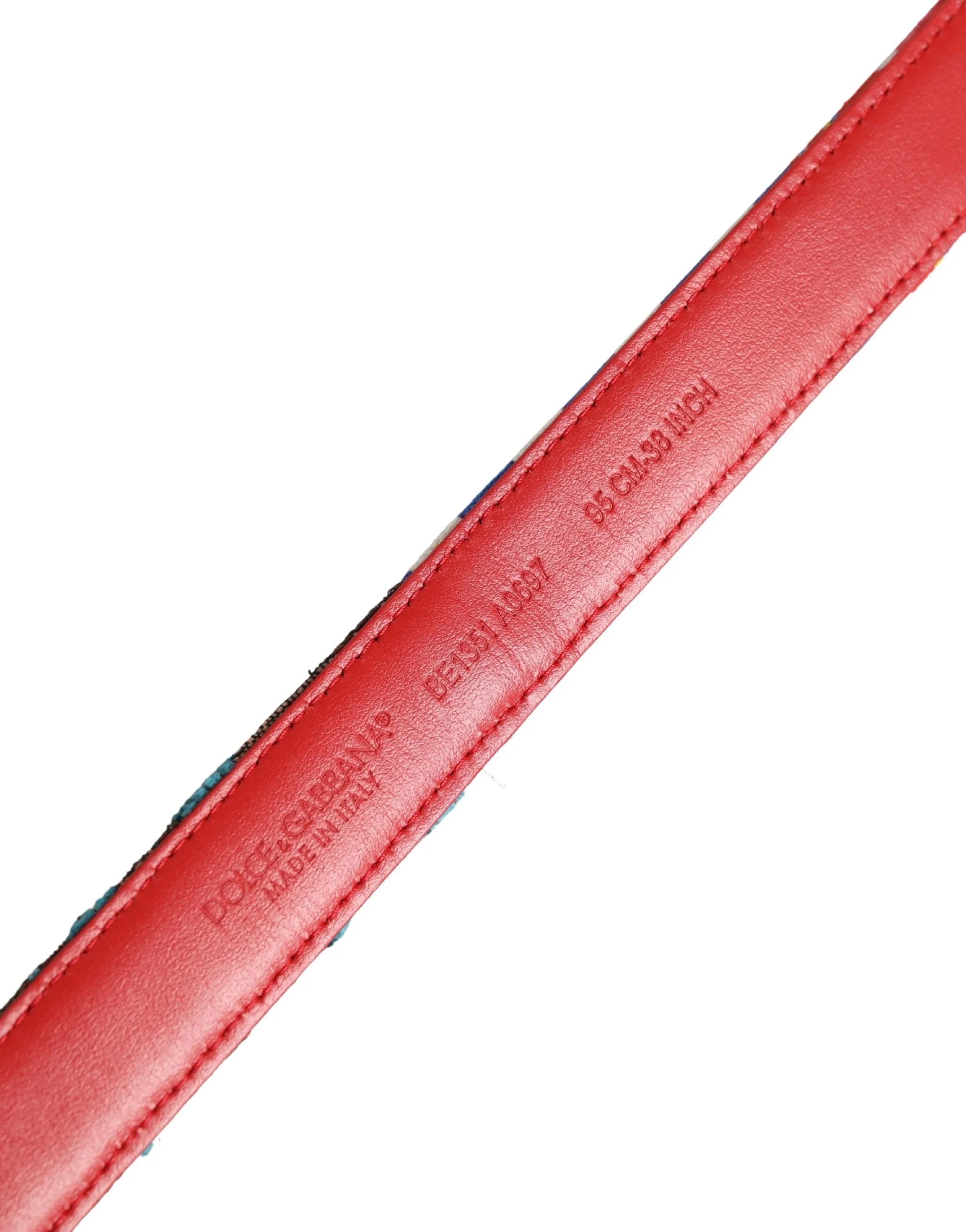 Dolce & Gabbana Multicolor Floral Jacquard Metal Buckle Belt - 95 cm / 38 Inches