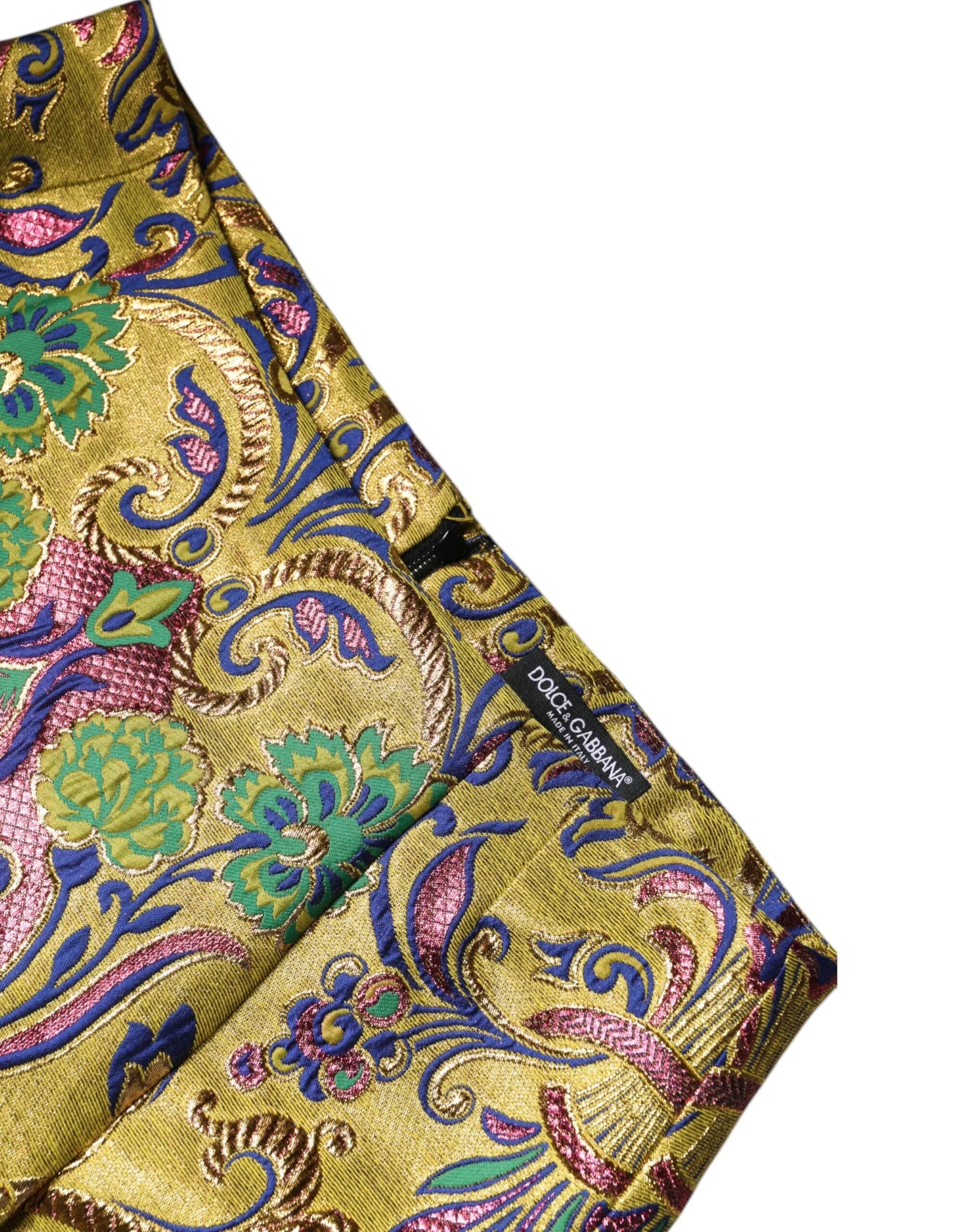 Dolce & Gabbana Multicolor Floral Jacquard Mid Waist Mini Skirt - Skirts