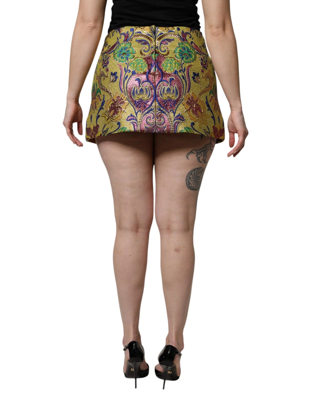 Dolce & Gabbana Multicolor Floral Jacquard Mid Waist Mini Skirt - Skirts