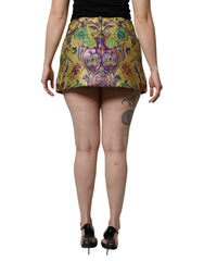 Dolce & Gabbana Multicolor Floral Jacquard Mid Waist Mini Skirt - Skirts