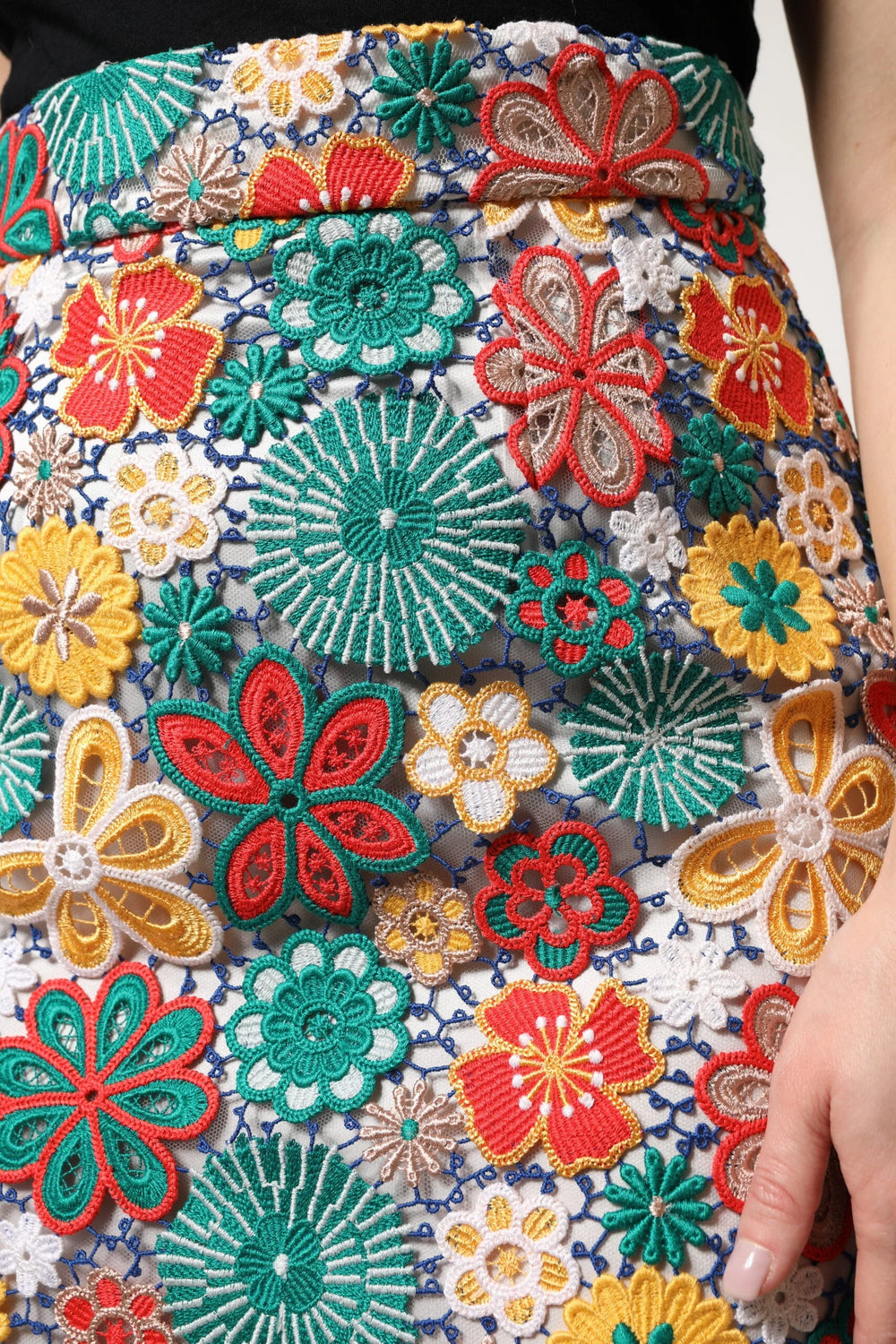 Dolce & Gabbana Multicolor Floral Lace High Waist Mini Skirt - Skirts