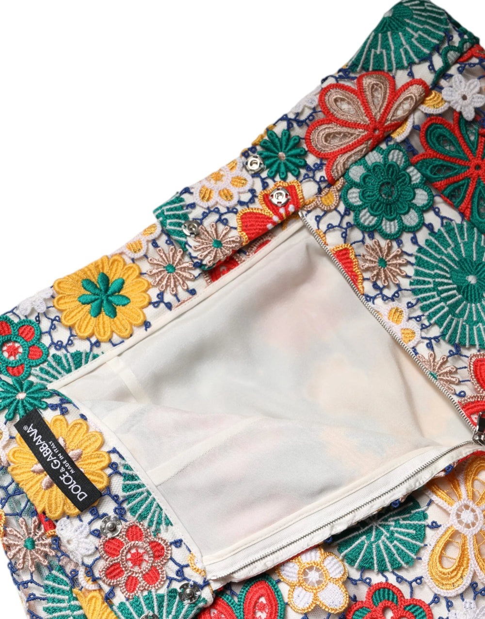 Dolce & Gabbana Multicolor Floral Lace High Waist Mini Skirt - Skirts