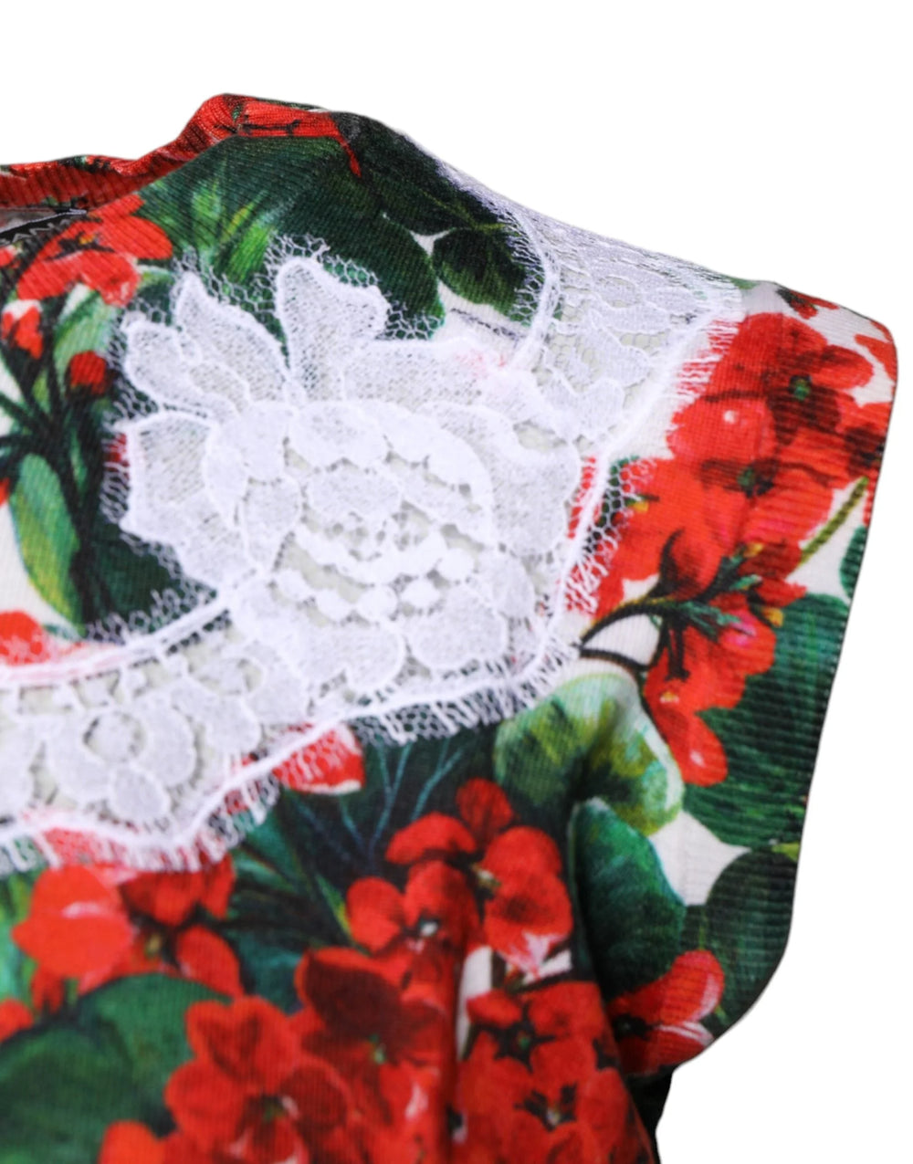 Dolce & Gabbana Multicolor Floral Lace Sleeveless Tank Top - Tank Tops