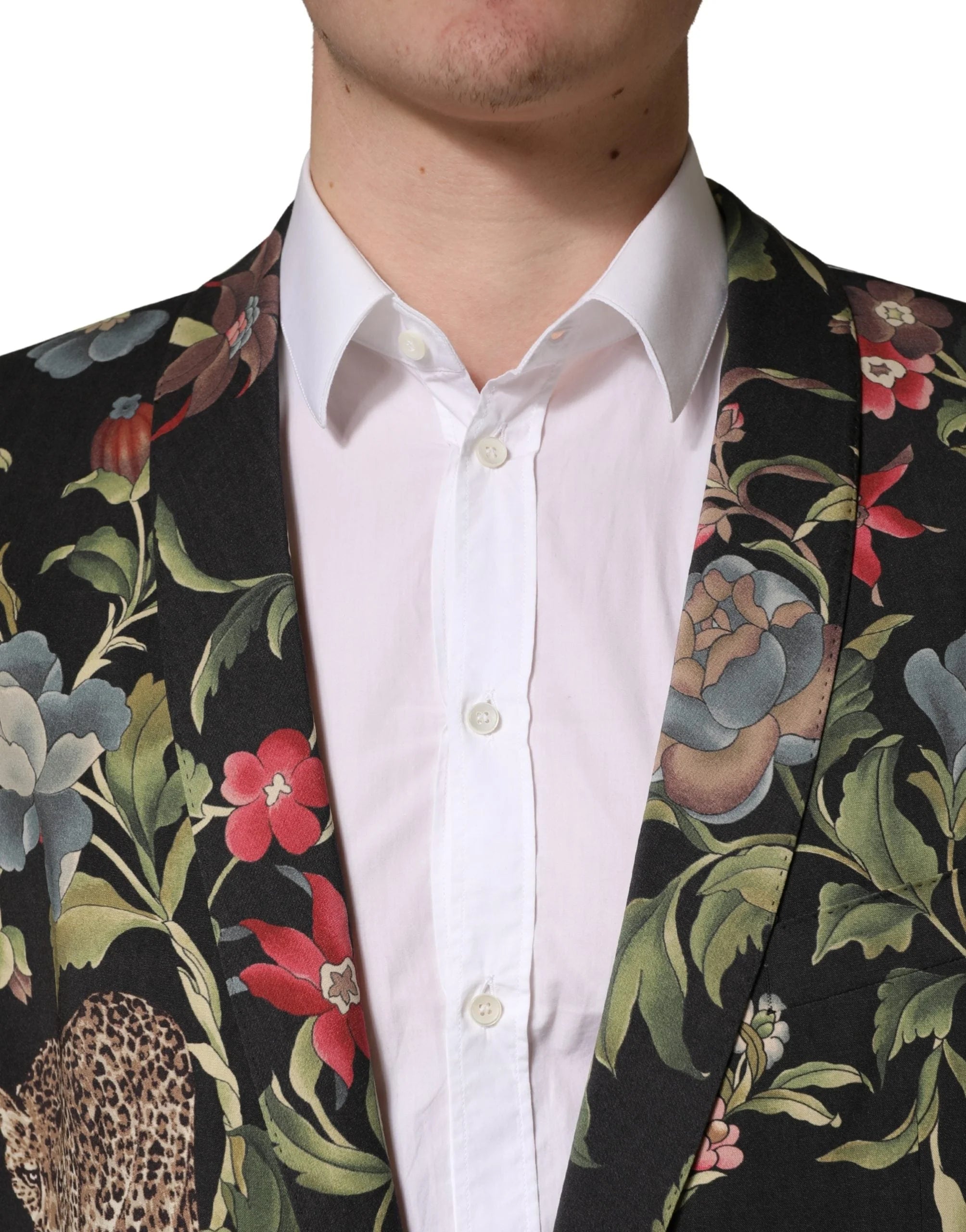 Chaqueta de traje para hombre Dolce & Gabbana Multicolor Floral Leopardo con 1 botón - IT56 | XXL