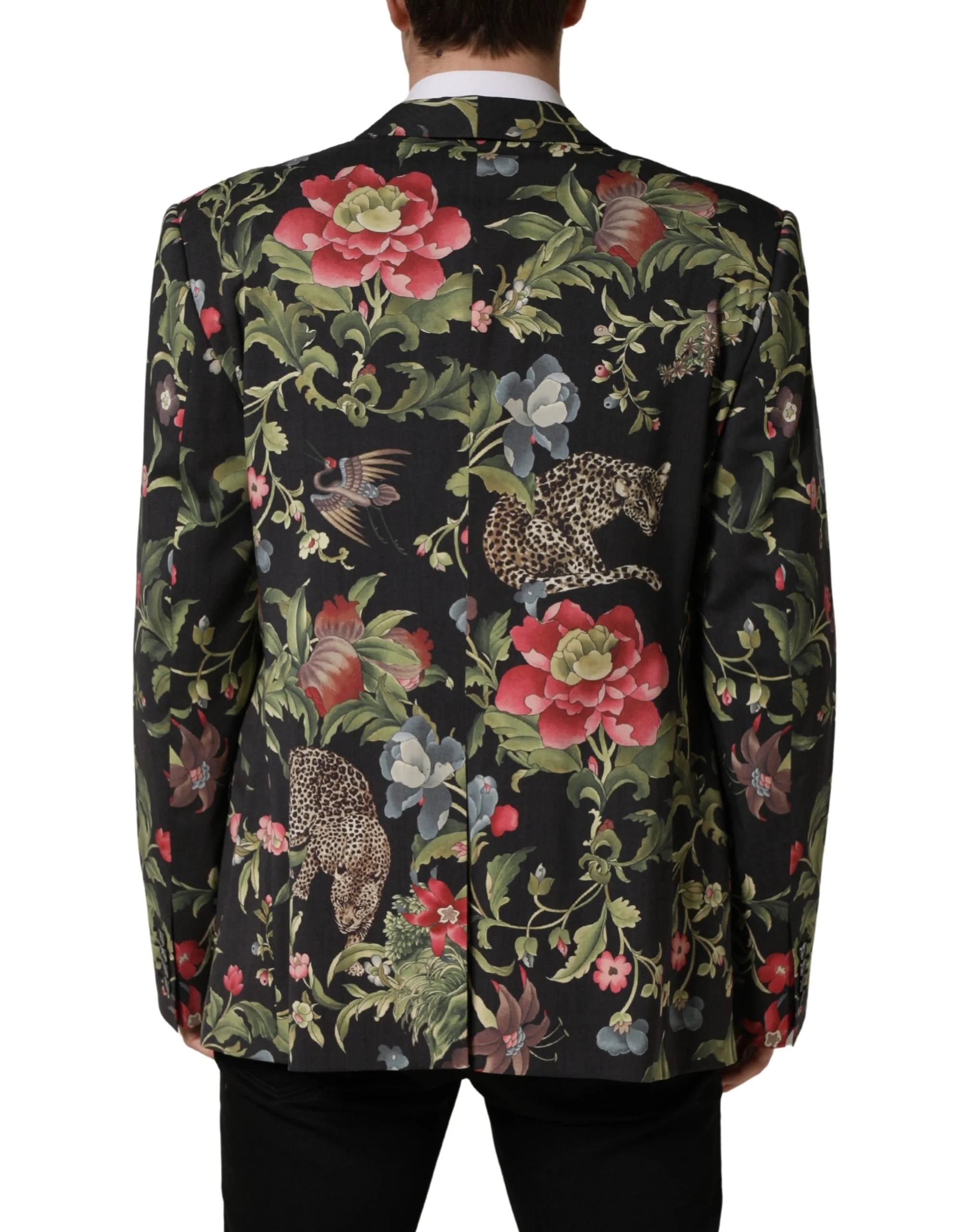 Chaqueta de traje para hombre Dolce & Gabbana Multicolor Floral Leopardo con 1 botón - IT56 | XXL