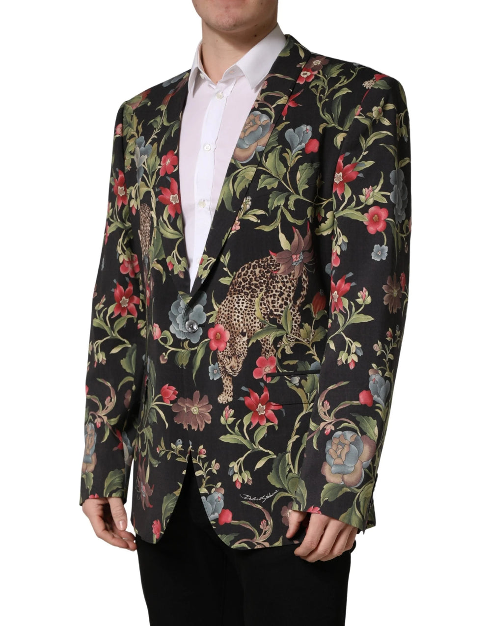 Chaqueta de traje para hombre Dolce & Gabbana Multicolor Floral Leopardo con 1 botón - IT56 | XXL