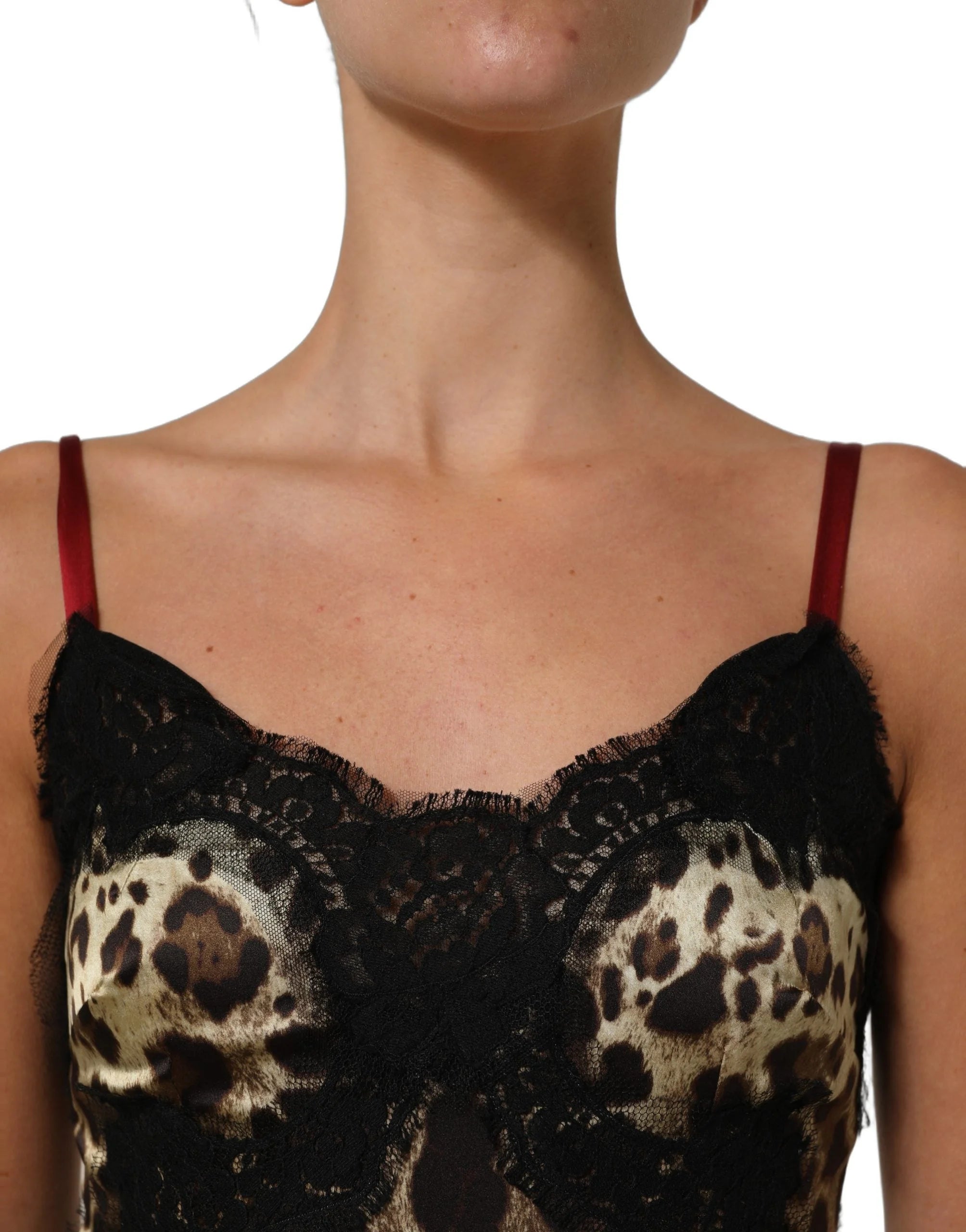 Dolce & Gabbana Multicolor Floral Leopard Silk Lace Trim Mini Dress - IT38 | XS