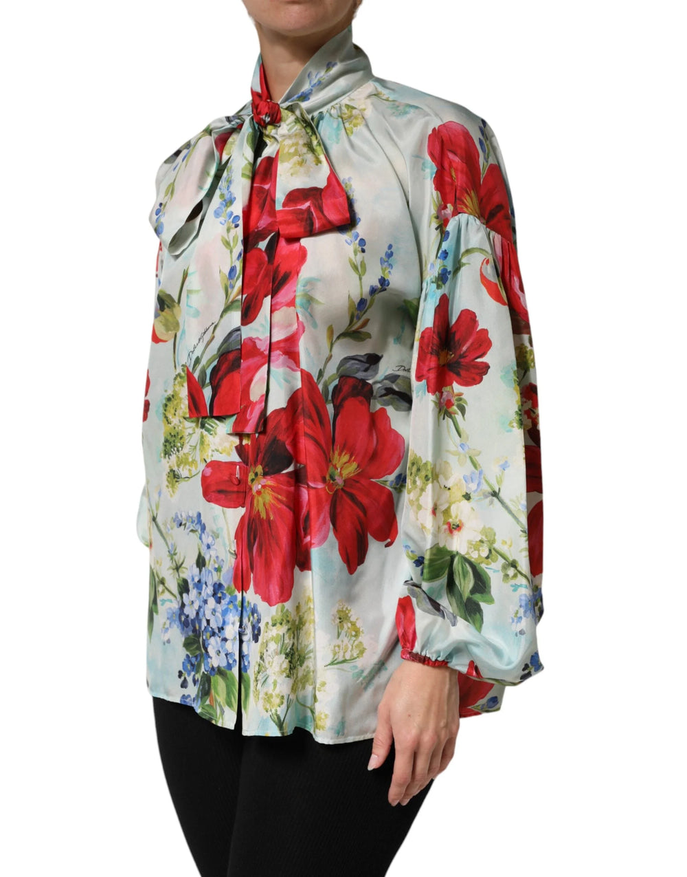 Dolce & Gabbana Multicolor Floral Long Sleeves Blouse Top - Blouses