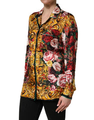 Dolce & Gabbana Multicolor Floral Long Sleeves Button Down Shirt Top - IT40|S