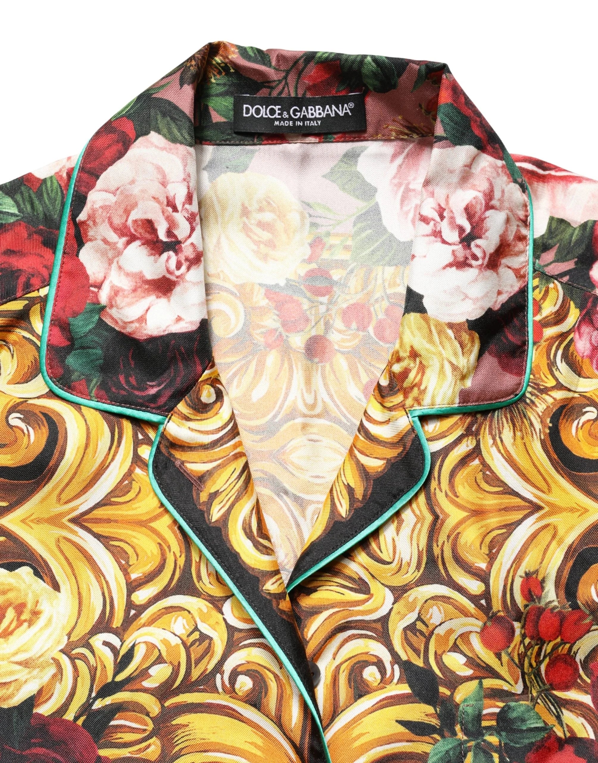 Dolce & Gabbana Multicolor Floral Long Sleeves Button Down Shirt Top - IT40|S