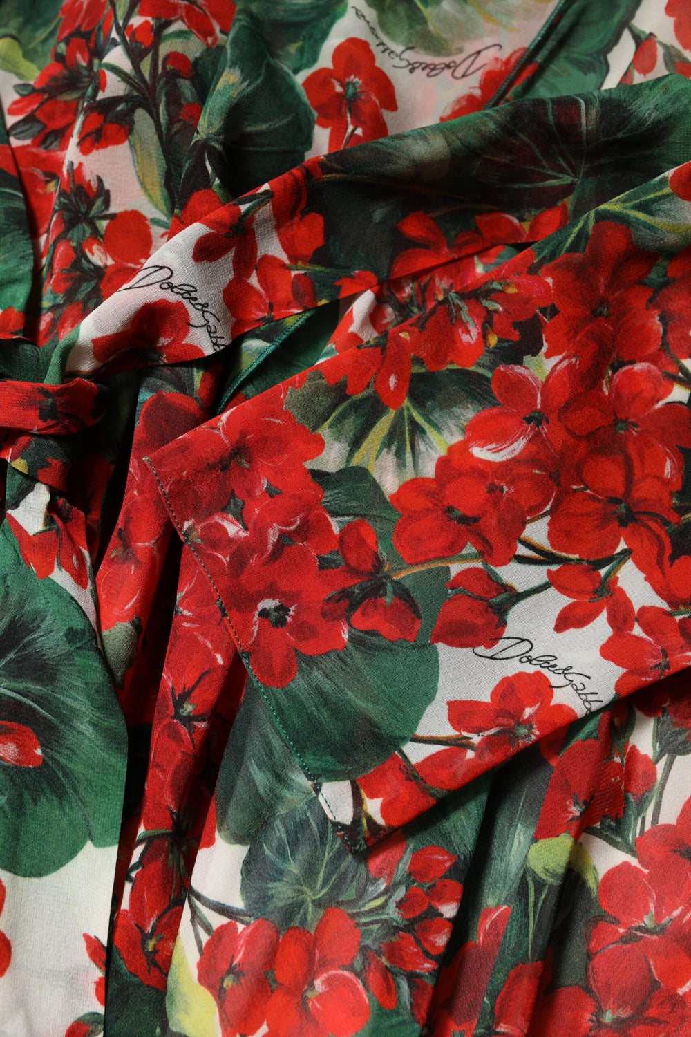 Dolce & Gabbana Multicolor Floral Long Sleeves V-neck Dress - IT46|XL - Dresses