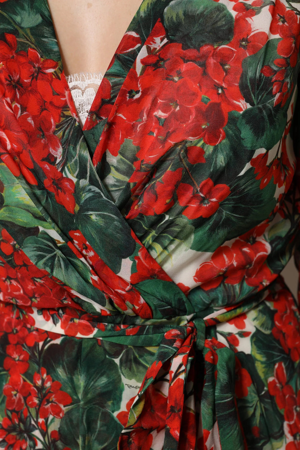 Dolce & Gabbana Multicolor Floral Long Sleeves V-neck Dress - IT46|XL - Dresses