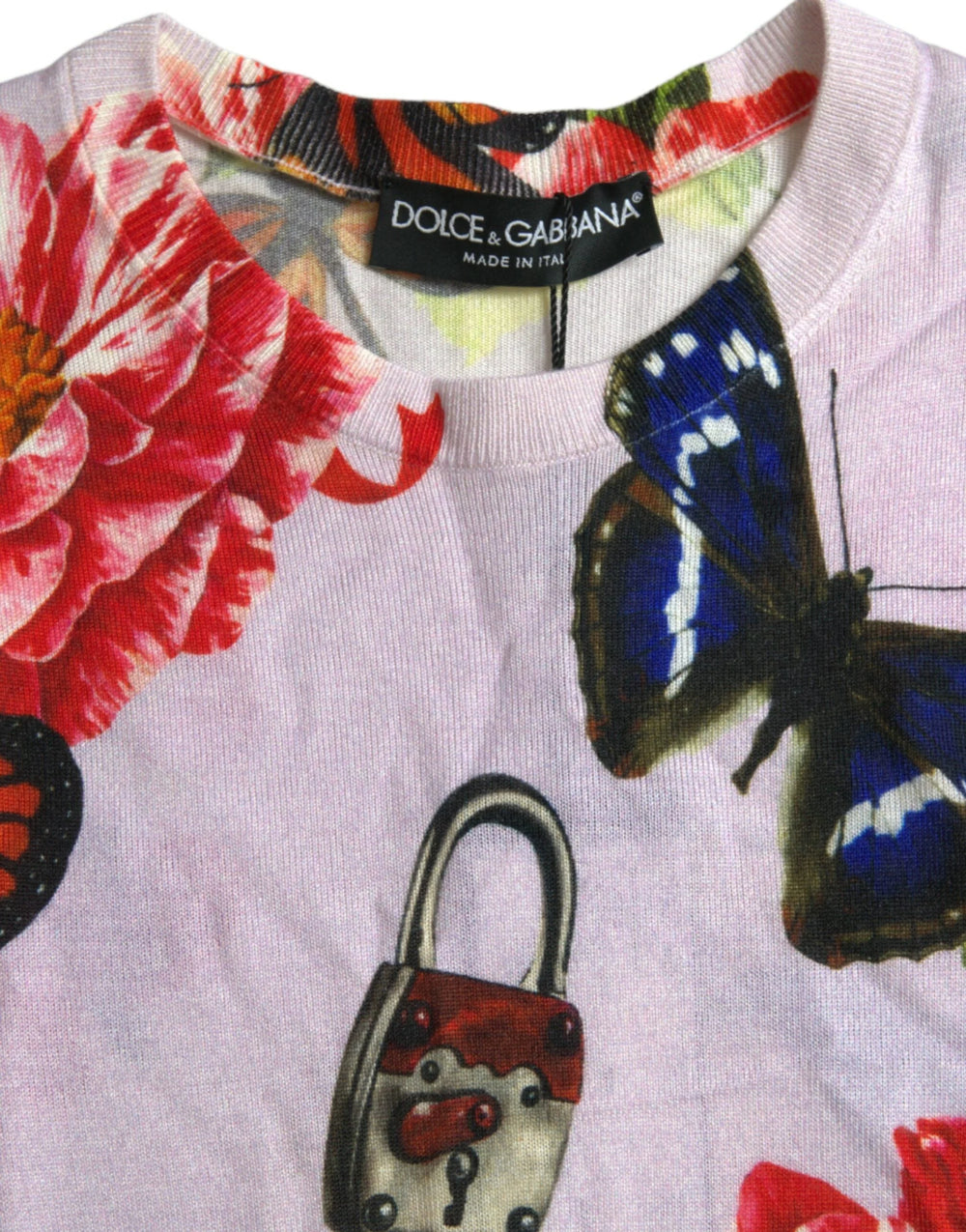 Dolce & Gabbana Multicolor Floral Padlock Butterfly Tank Top - IT38 | XS - Tank Tops