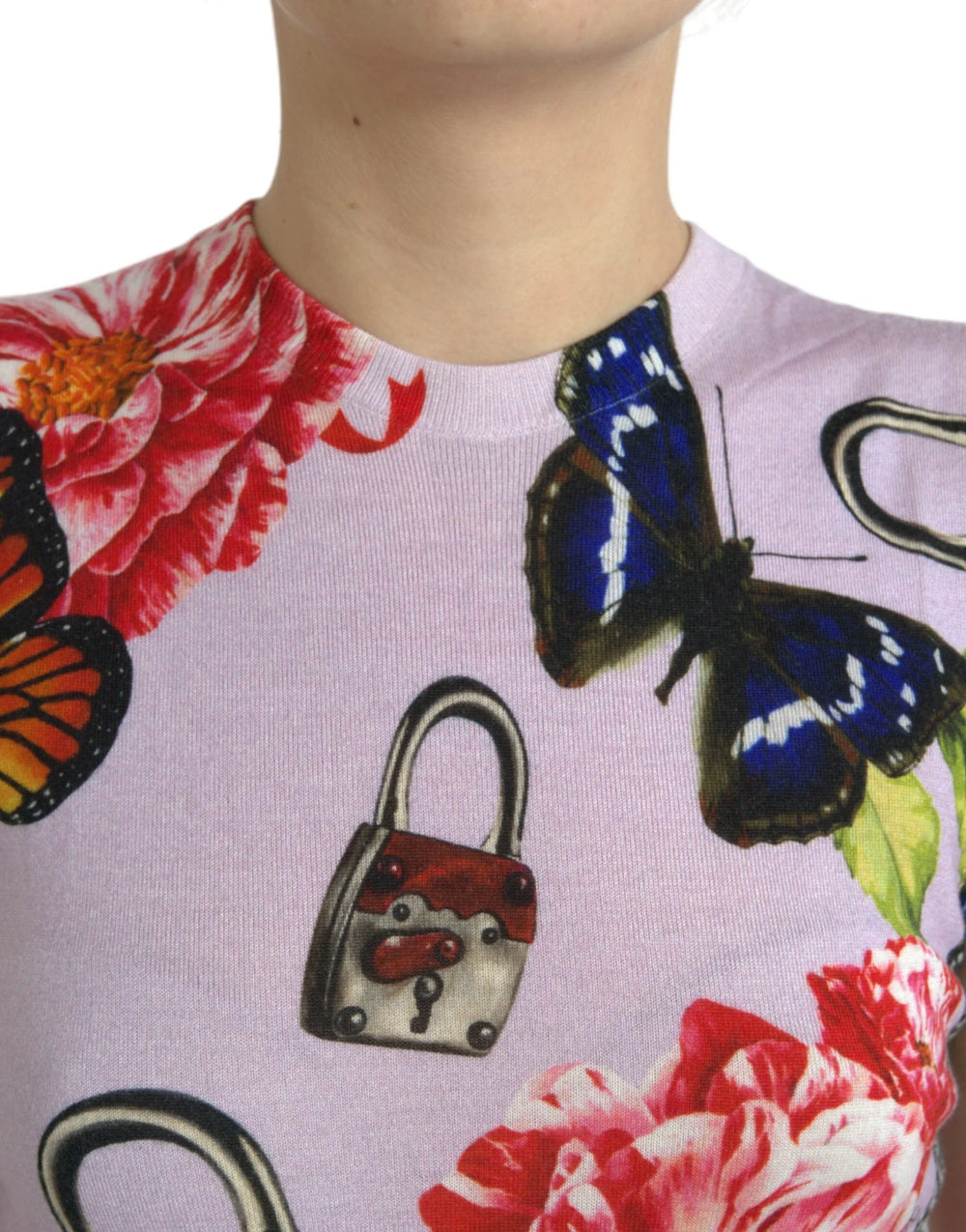 Dolce & Gabbana Multicolor Floral Padlock Butterfly Tank Top - IT38 | XS - Tank Tops