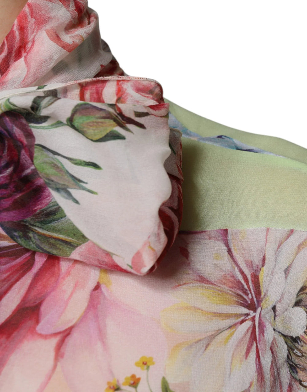 Dolce & Gabbana Multicolor Floral Patchwork Ascot Collar Top - IT38 | XS - Blouses