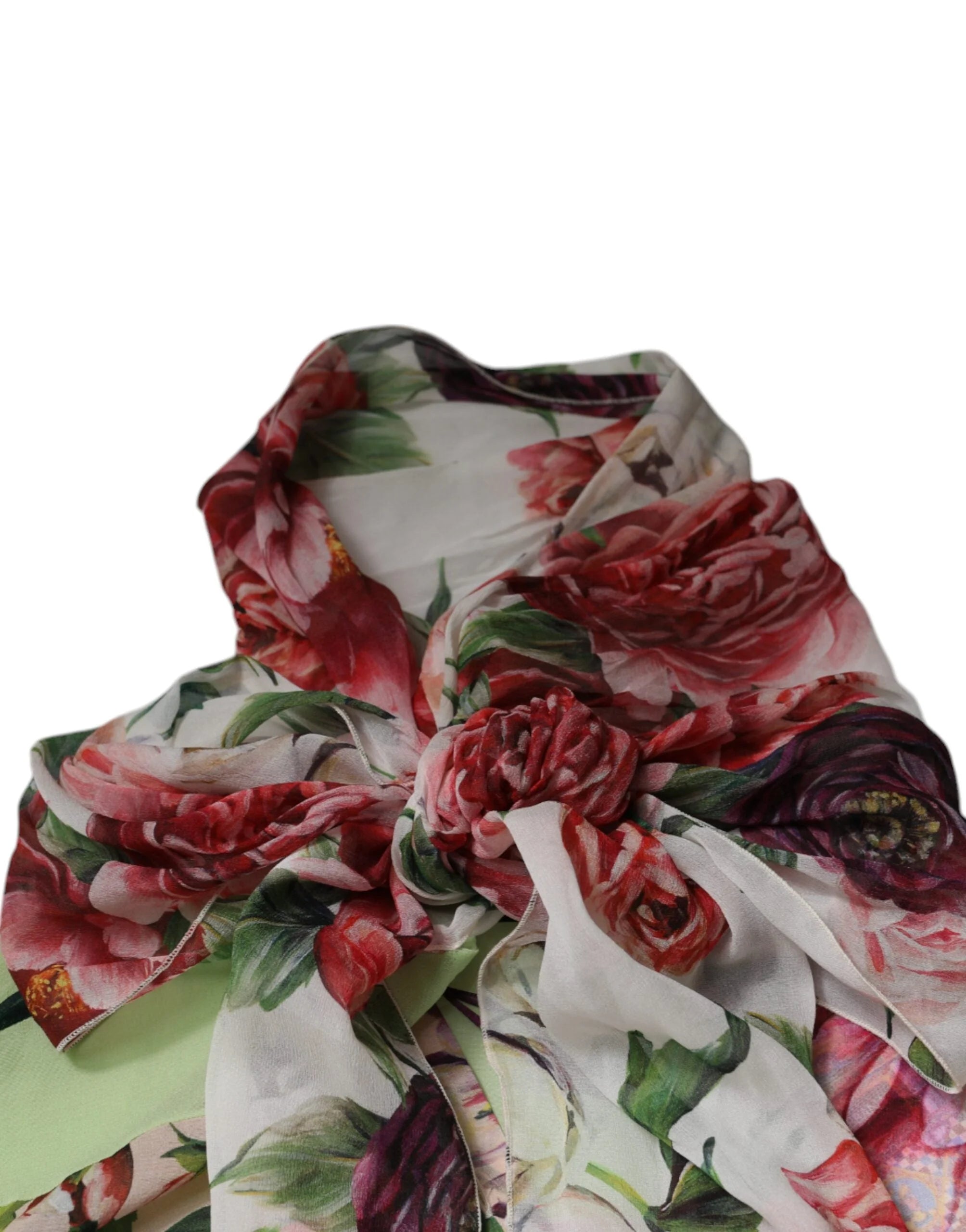 Dolce & Gabbana Multicolor Floral Patchwork Ascot Collar Top - IT38 | XS